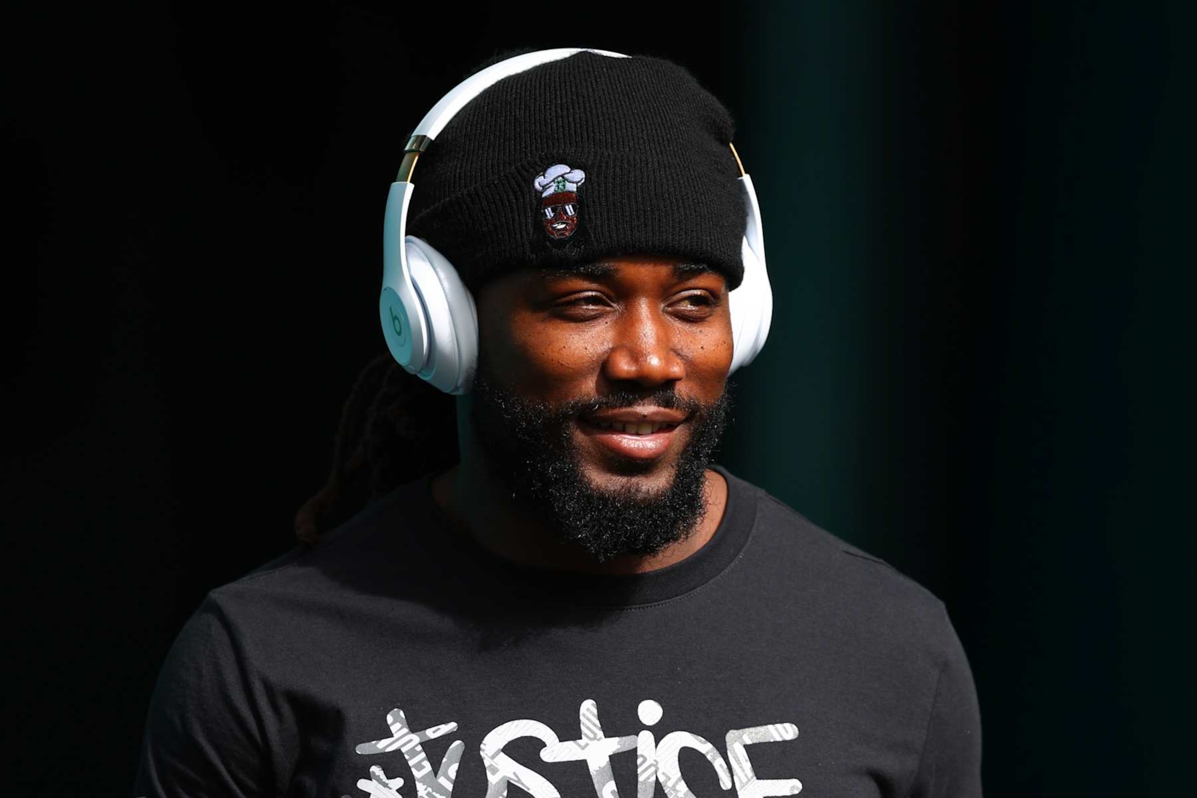 MIAMI GARDENS, FLORIDA - DECEMBER 17: Dalvin Cook #33 of the New York Jets looks on prior to a game against the Miami Dolphins at Hard Rock Stadium on December 17, 2023 in Miami Gardens, Florida. (Photo by Megan Briggs/Getty Images)