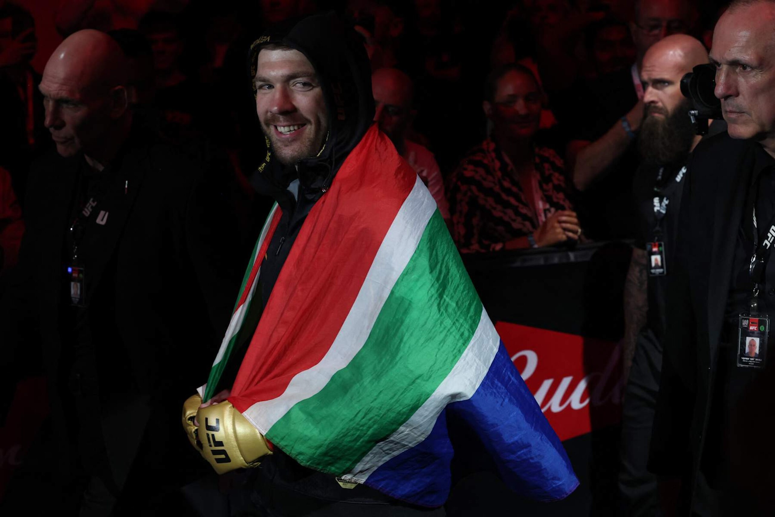 South Africa's Dricus Du Plessis arrives to fight Israel Adesanya at UFC 305.