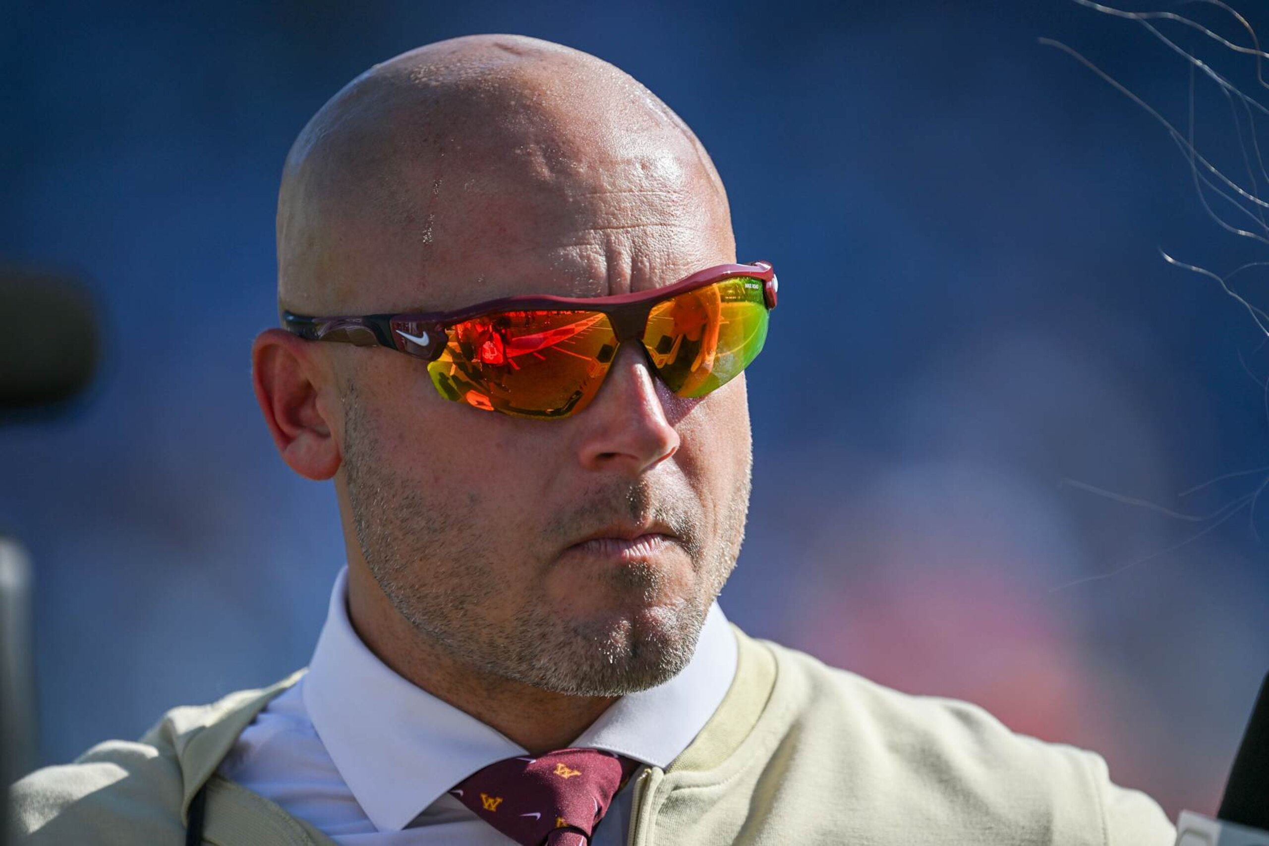 CHAPEL HILL, NORTH CAROLINA - SEPTEMBER 16: Head coach P. J. Fleck of the Minnesota Golden Gophers watches his team during their game against the North Carolina Tar Heels at Kenan Memorial Stadium on September 16, 2023 in Chapel Hill, North Carolina. The Tar Heels won 31-13. (Photo by Grant Halverson/Getty Images)
