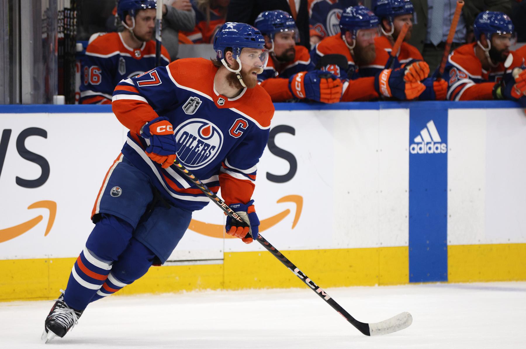 EDMONTON, ALBERTA - JUNE 21: Connor McDavid #97 of the Edmonton Oilers is seen during Game Six of the 2024 Stanley Cup Final between Florida Panthers and the Edmonton Oilers at Rogers Place on June 21, 2024 in Edmonton, Alberta.  (Photo by Dave Sandford/NHLI via Getty Images)