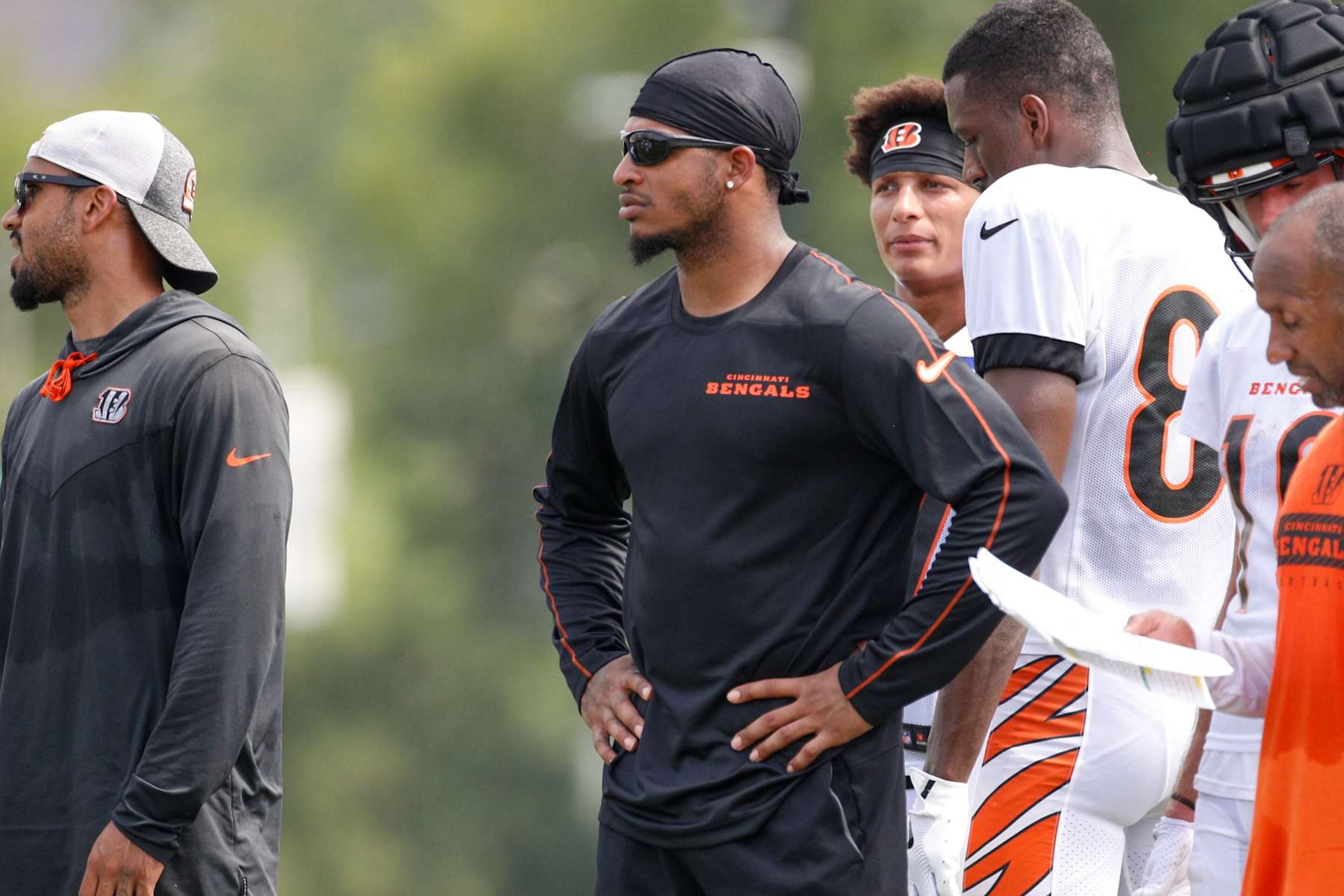CINCINNATI, OH - AUGUST 01: Cincinnati Bengals wide receiver Ja'Marr Chase (1) watches a play from the sideline during the Cincinnati Bengals training camp at Kettering Health Practice Fields on August 1, 2024 in Cincinnati, Ohio. (Photo by Ian Johnson/Icon Sportswire via Getty Images)
