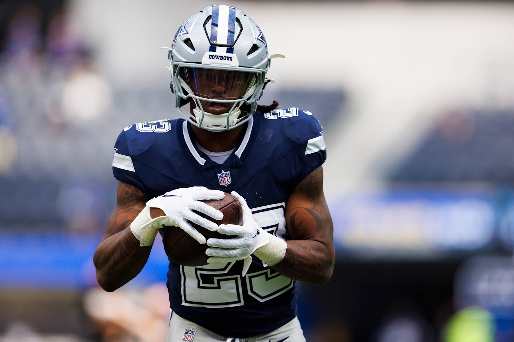 INGLEWOOD, CALIFORNIA - AUGUST 11: Rico Dowdle #23 of the Dallas Cowboys runs with the ball during a preseason game against the Los Angeles Rams at SoFi Stadium on August 11, 2024 in Inglewood, California. (Photo by Ric Tapia/Getty Images)