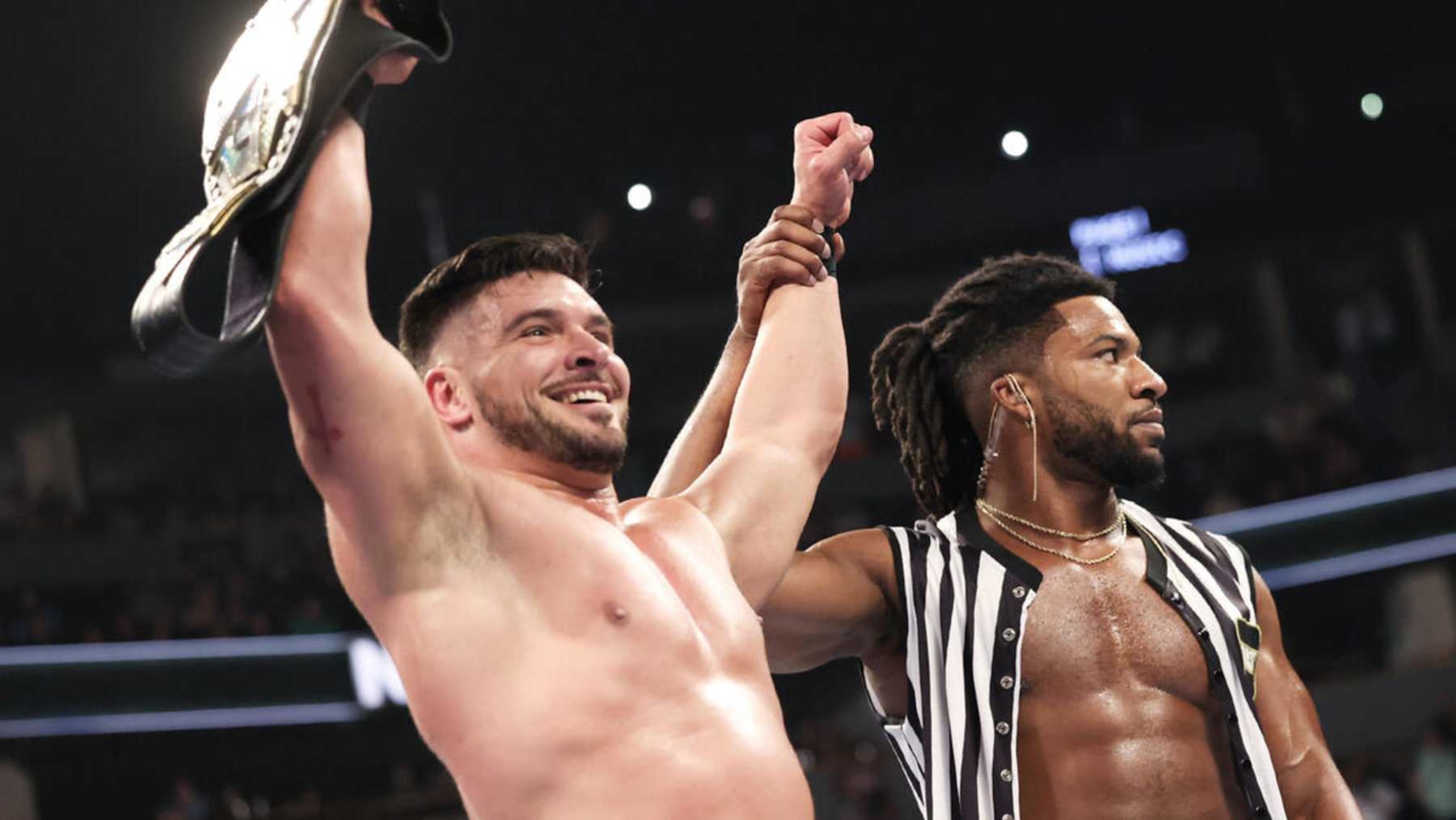 Ethan Page retained his title when guest referee Trick Williams was forced to count the three at No Mercy. 