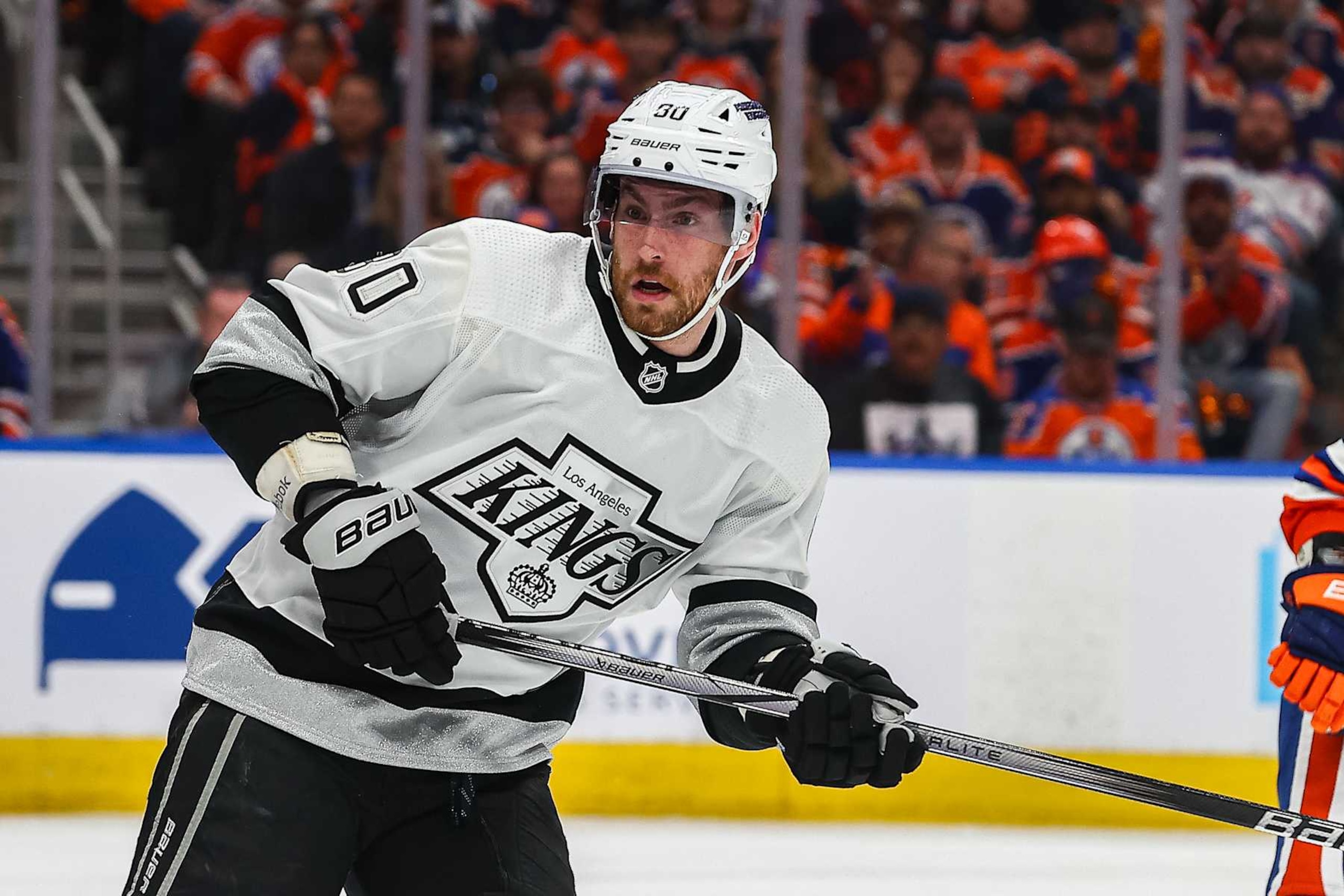 EDMONTON, AB - APRIL 22: Los Angeles Kings Center Pierre-Luc Dubois (80) in action in the first period of the Western Conference First Round Edmonton Oilers game versus the Los Angeles Kings on April 22, 2023 at Rogers Place in Edmonton, AB. (Photo by Curtis Comeau/Icon Sportswire via Getty Images) EDMONTON, AB - APRIL 22: Los Angeles Kings Center Pierre-Luc Dubois (80) in action in the first period of the Western Conference First Round Edmonton Oilers game versus the Los Angeles Kings on April 22, 2023 at Rogers Place in Edmonton, AB. (Photo by Curtis Comeau/Icon Sportswire via Getty Images)