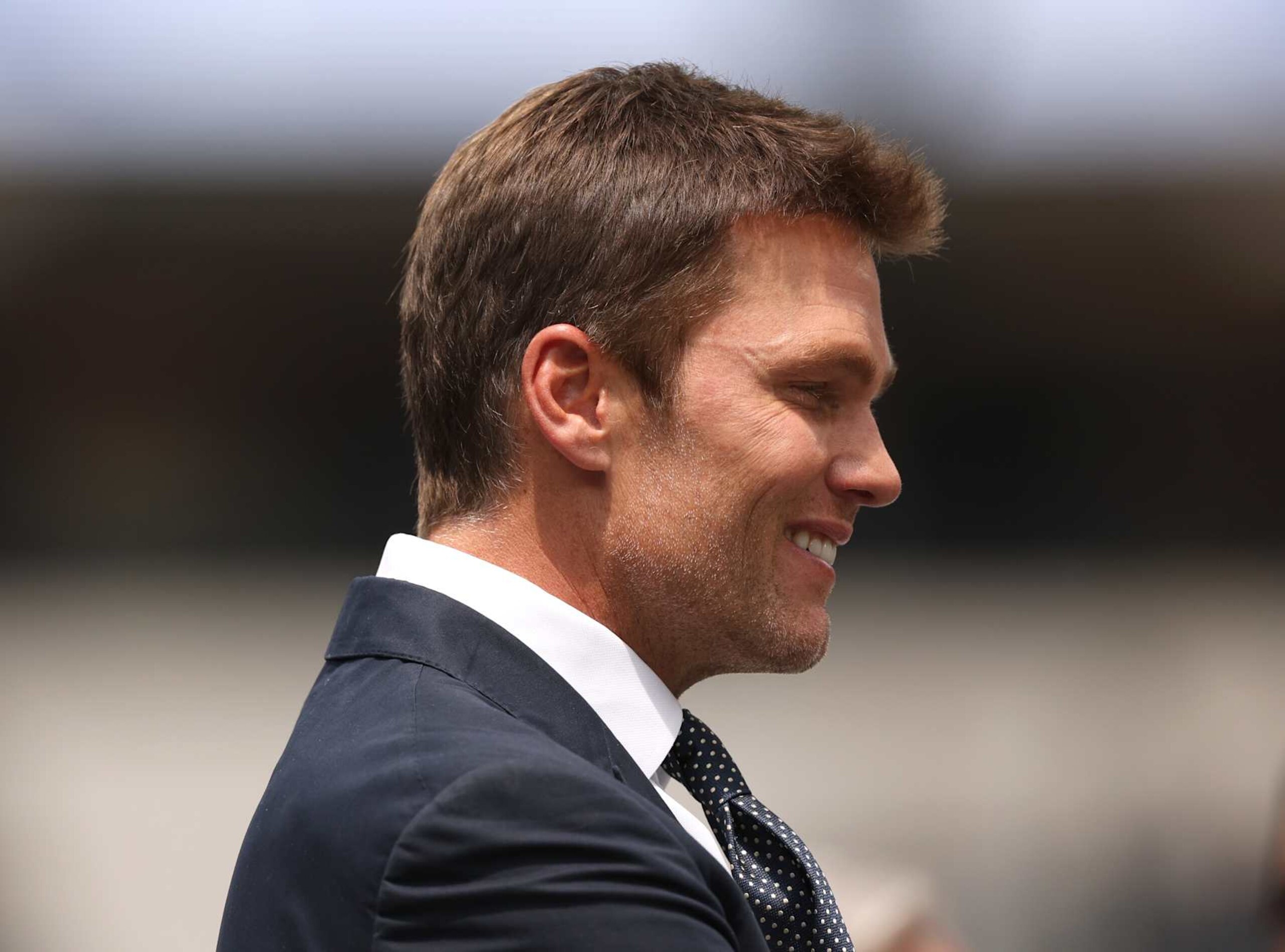 INGLEWOOD, CALIFORNIA - AUGUST 11: Tom Brady on the field before a preseason game between the Dallas Cowboys and the Los Angeles Rams at SoFi Stadium on August 11, 2024 in Inglewood, California. (Photo by Harry How/Getty Images)