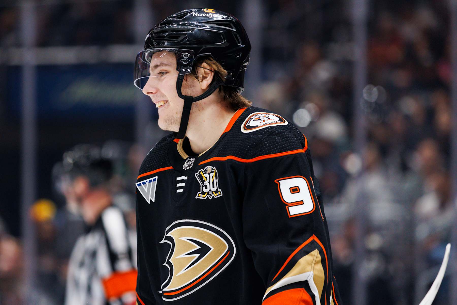 LOS ANGELES, CA - APRIL 13: Anaheim Ducks center Leo Carlsson (91) during an NHL game against the Los Angeles Kings on April 13, 2024 at Crypto.com Arena in Los Angeles, CA. (Photo by Ric Tapia/Icon Sportswire via Getty Images)