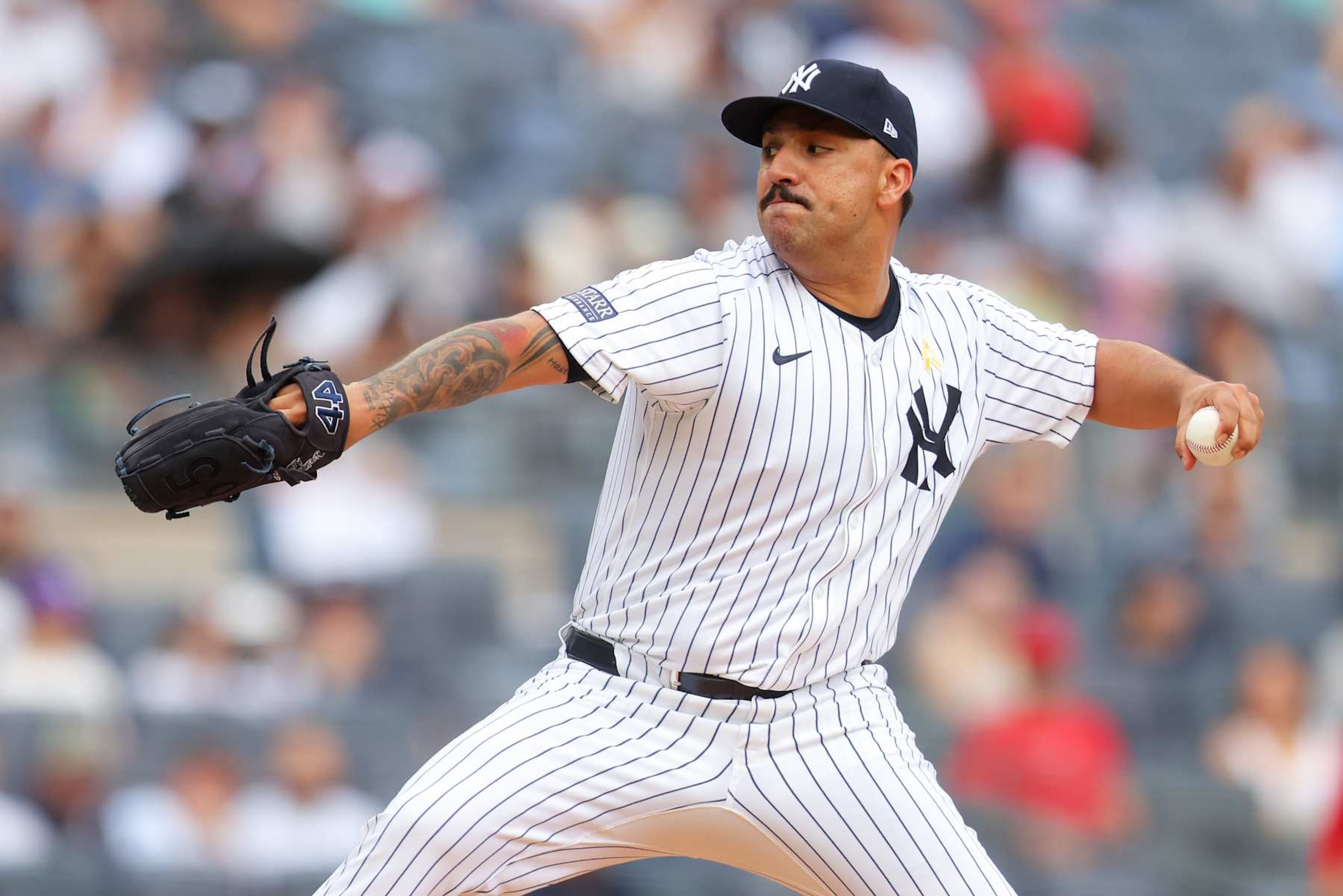 NEW YORK, NEW YORK - SEPTEMBER 01: Nestor Cortes #65 of the New York Yankees pitches in the first inning St. Louis Cardinals at Yankee Stadium on September 01, 2024 in New York City. (Photo by Mike Stobe/Getty Images)