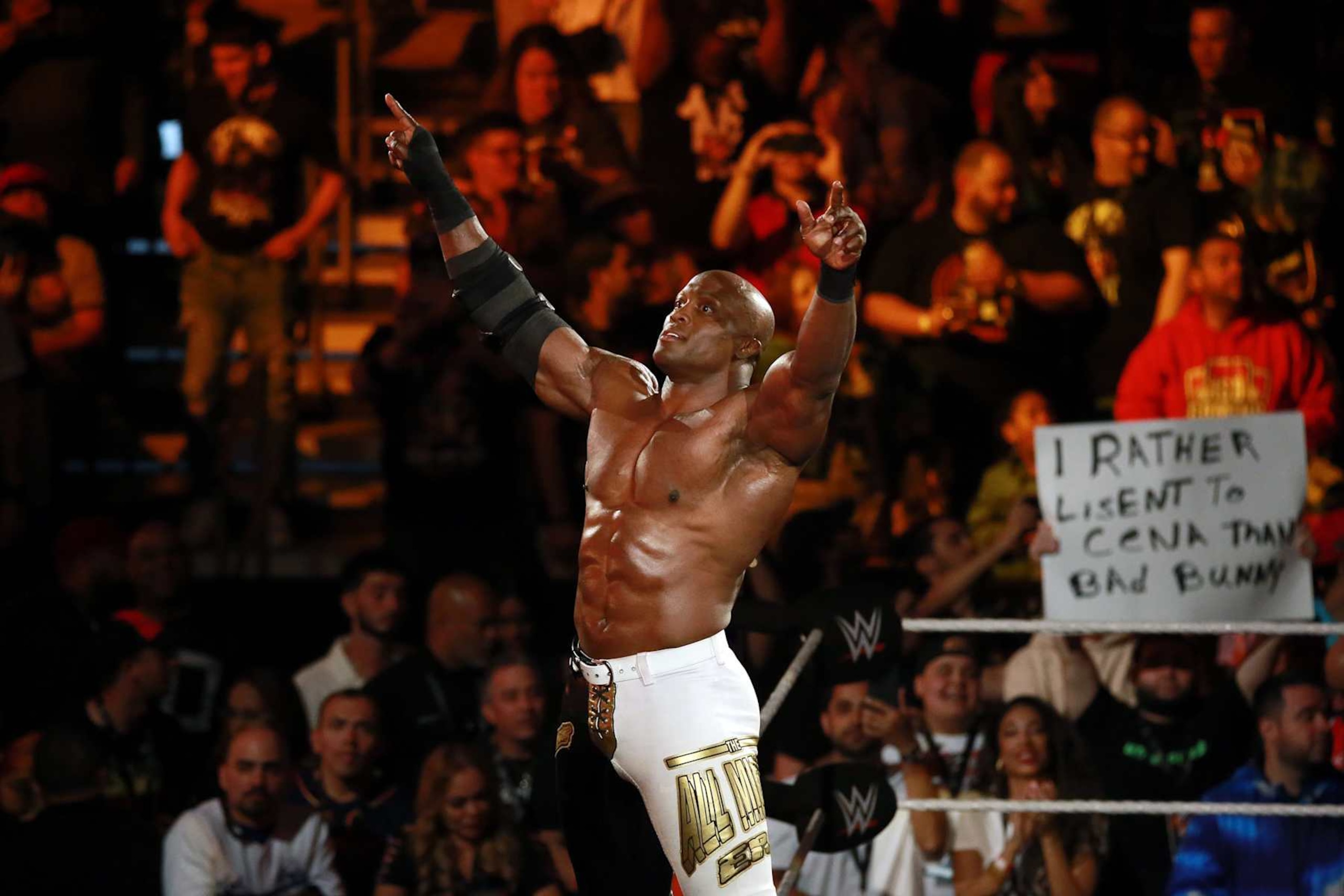 SAN JUAN, PUERTO RICO - MAY 06: Bobby Lashley enters the ring during the WWE Backlash at Coliseo de Puerto Rico José Miguel Agrelot on May 06, 2023 in San Juan, Puerto Rico.(Photo by Gladys Vega/ Getty Images)
