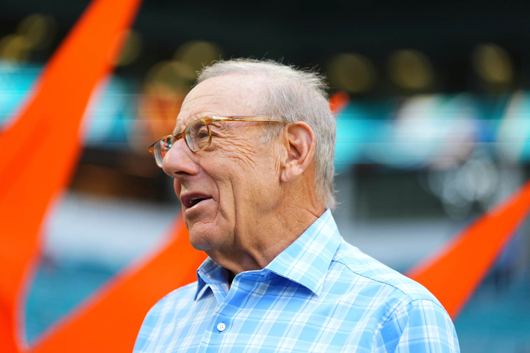 MIAMI GARDENS, FLORIDA - AUGUST 17: Miami Dolphins owner Stephen M. Ross looks on prior to a preseason game against the Washington Commanders at Hard Rock Stadium on August 17, 2024 in Miami Gardens, Florida.  (Photo by Rich Storry/Getty Images)