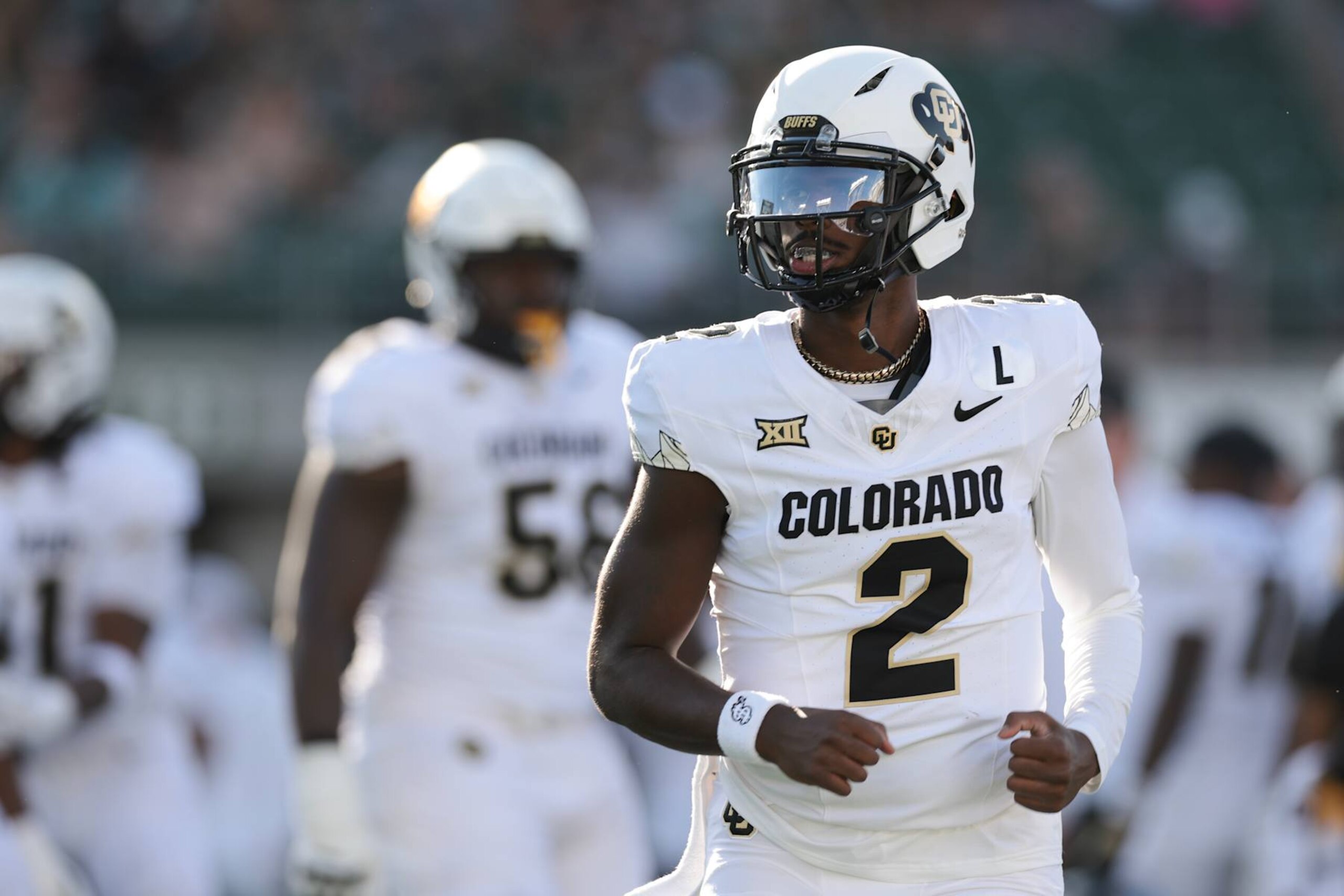 FORT COLLINS, COLORADO - SEPTEMBER 14: Shedeur Sanders #2 of the Colorado Buffaloes warms up prior to the game against the Colorado State Rams at Canvas Stadium on September 14, 2024 in Fort Collins, Colorado. (Photo by Andrew Wevers/Getty Images)