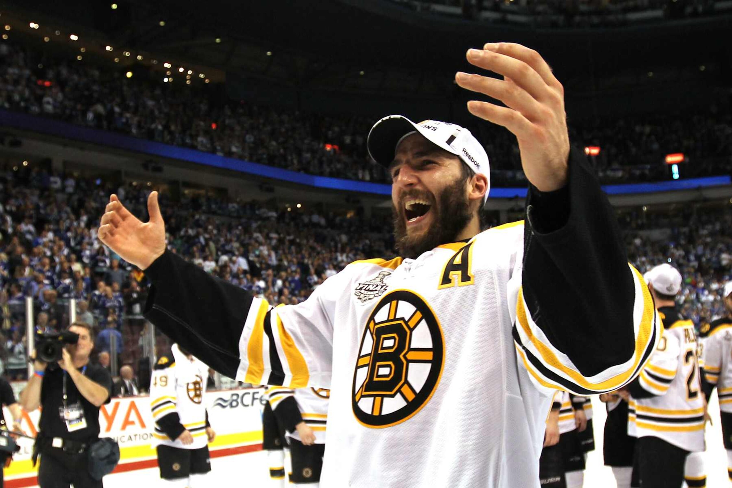 VANCOUVER, BC - JUNE 15: Patrice Bergeron #37 of the Boston Bruins celebrates winning the Stanley Cup after defeating the Vancouver Canucks in Game Seven of the 2011 NHL Stanley Cup Final at Rogers Arena on June 15, 2011 in Vancouver, British Columbia, Canada. The Boston Bruins defeated the Vancouver Canucks 4 to 0. (Photo by Bruce Bennett/Getty Images) VANCOUVER, BC - JUNE 15: Patrice Bergeron #37 of the Boston Bruins celebrates winning the Stanley Cup after defeating the Vancouver Canucks in Game Seven of the 2011 NHL Stanley Cup Final at Rogers Arena on June 15, 2011 in Vancouver, British Columbia, Canada. The Boston Bruins defeated the Vancouver Canucks 4 to 0. (Photo by Bruce Bennett/Getty Images)
