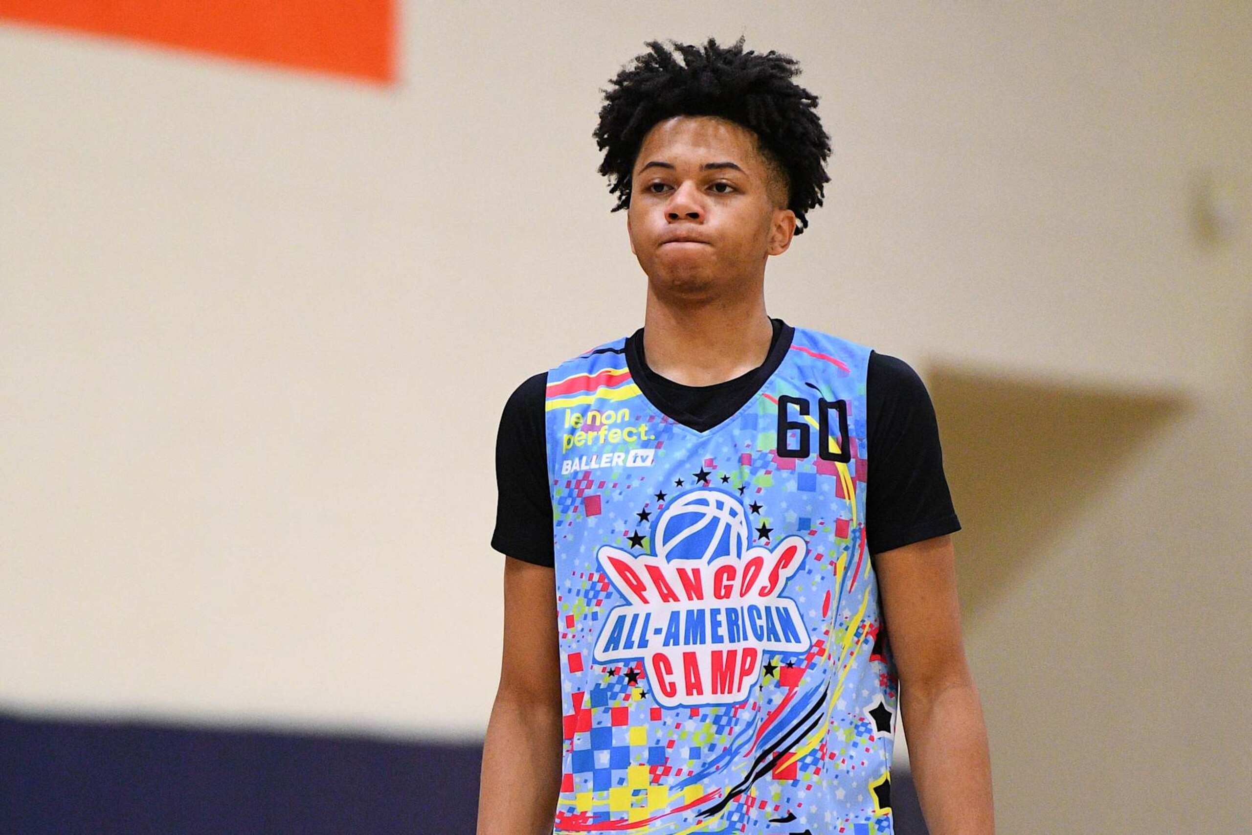 LAS VEGAS, NV - JUNE 05: Jermaine O'Neal Jr. looks on during the Pangos All-American Camp on June 5, 2023 at the Bishop Gorman High School in Las Vegas, NV. (Photo by Brian Rothmuller/Icon Sportswire via Getty Images)