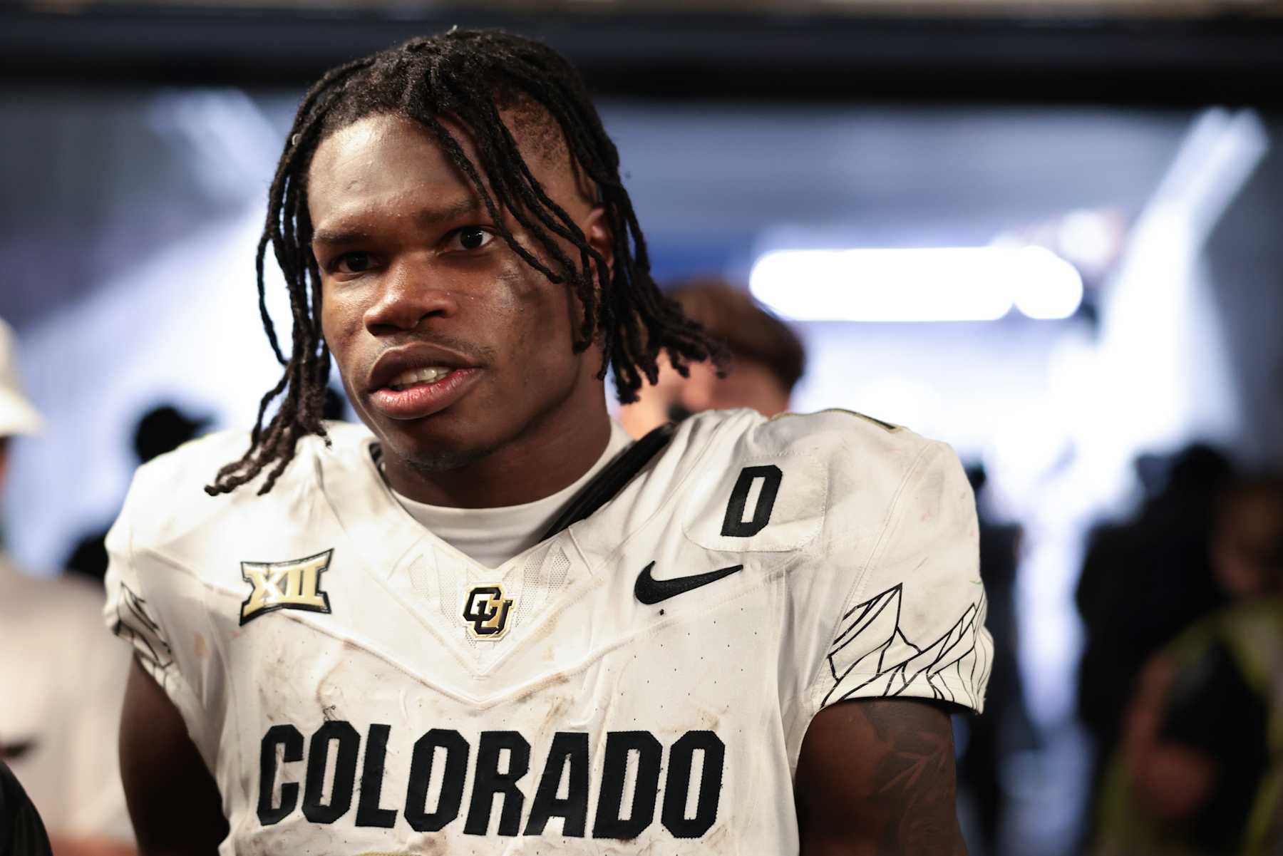 FORT COLLINS, COLORADO - SEPTEMBER 14: Travis Hunter #12 of the Colorado Buffaloes walks to the locker room after the game against the Colorado State Rams at Canvas Stadium on September 14, 2024 in Fort Collins, Colorado. (Photo by Andrew Wevers/Getty Images)
