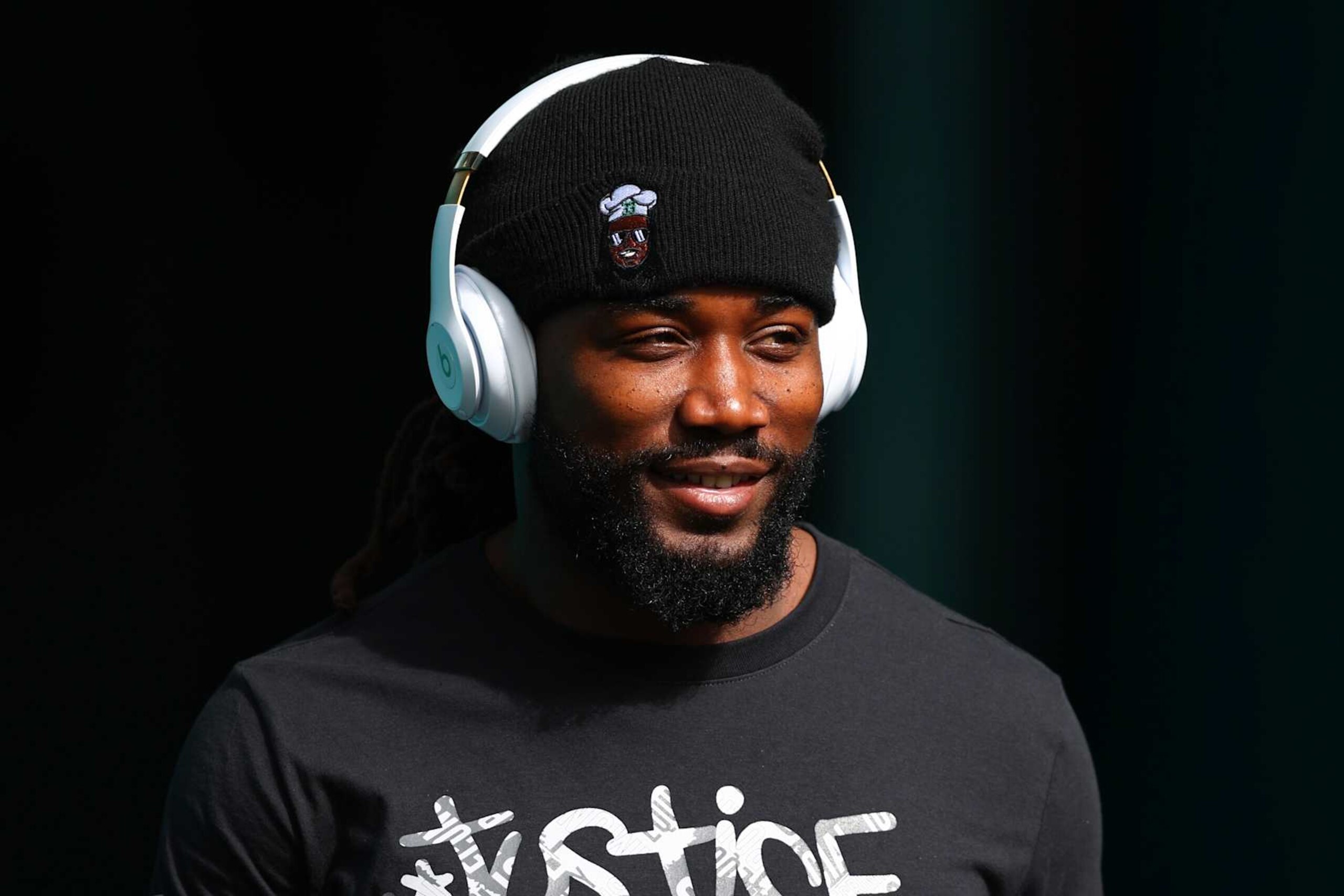 MIAMI GARDENS, FLORIDA - DECEMBER 17: Dalvin Cook #33 of the New York Jets looks on prior to a game against the Miami Dolphins at Hard Rock Stadium on December 17, 2023 in Miami Gardens, Florida. (Photo by Megan Briggs/Getty Images)