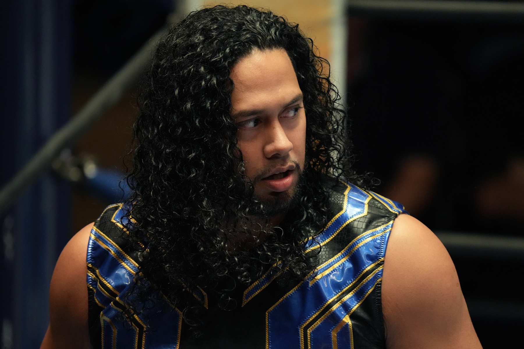 TOKYO, JAPAN - OCTOBER 01: Hikuleo reacts during the New Japan Pro-Wrestling at Korakuen Hall on October 01, 2023 in Tokyo, Japan. (Photo by Etsuo Hara/Getty Images)