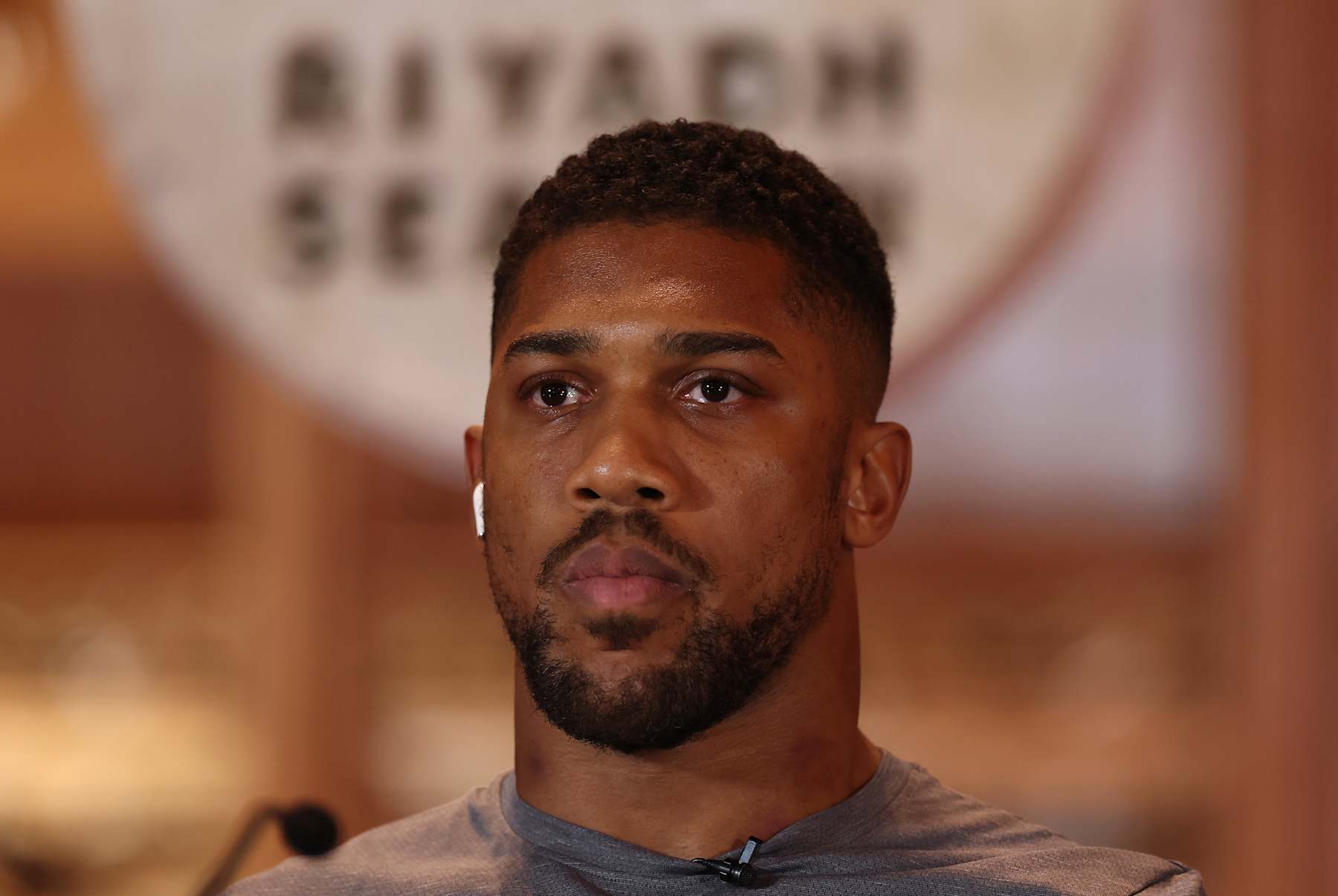 LONDON, ENGLAND - SEPTEMBER 19: Anthony Joshua speaks to the Media ahead of the IBF Heavyweight title fight against Daniel Dubois during a press conference as part of the Riyadh Season - Wembley Edition card at Guildhall on September 19, 2024 in London, England. (Photo by Richard Pelham/Getty Images)