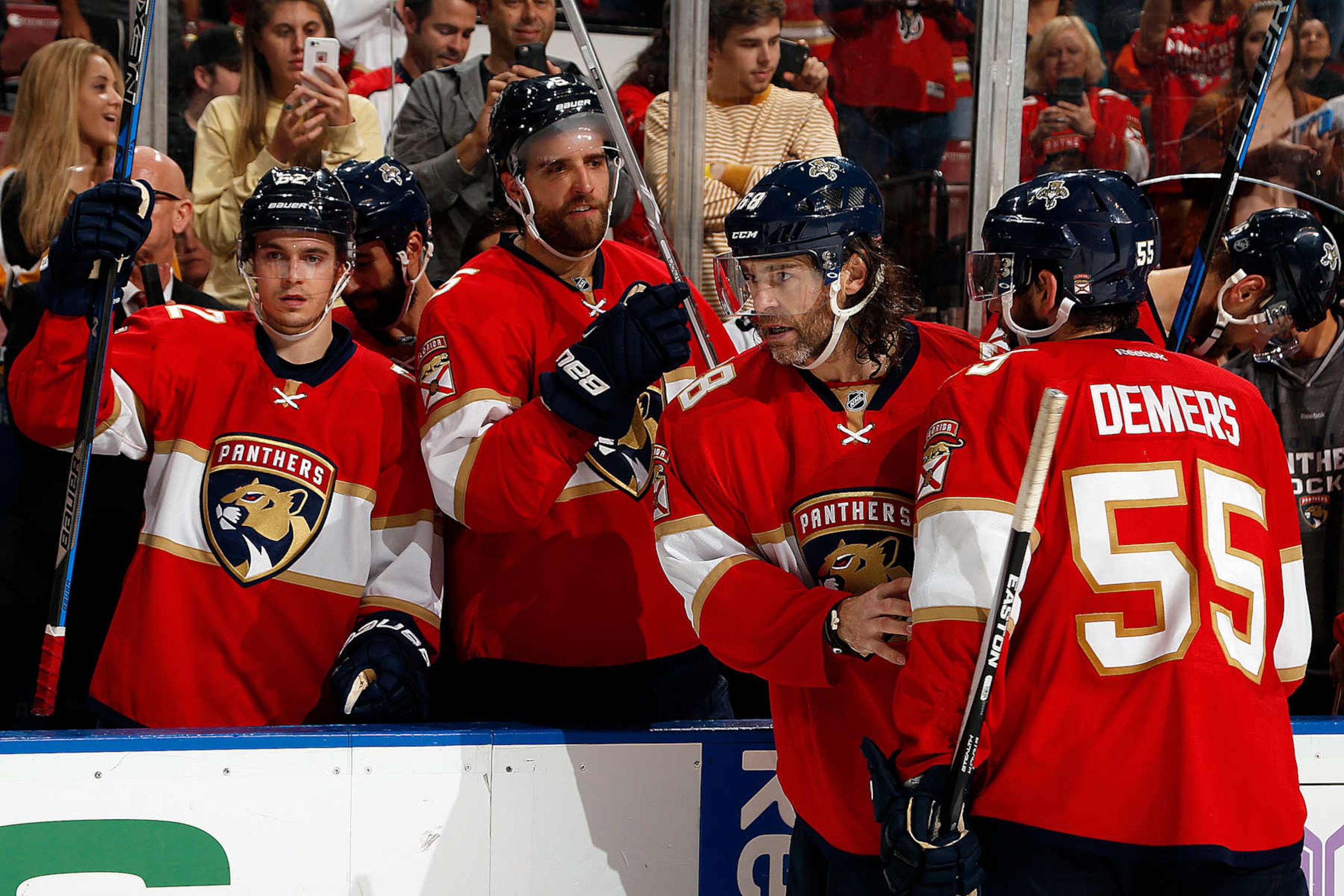SUNRISE, FL - DECEMBER 22: Jaromir Jagr #68 of the Florida Panthers is now in sole possession of second place on the all-time NHL scoring list with 1888 points. He moved into second place while playing the Boston Bruins at the BB&T Center on December 22, 2016 in Sunrise, Florida. (Photo by Eliot J. Schechter/NHLI via Getty Images)