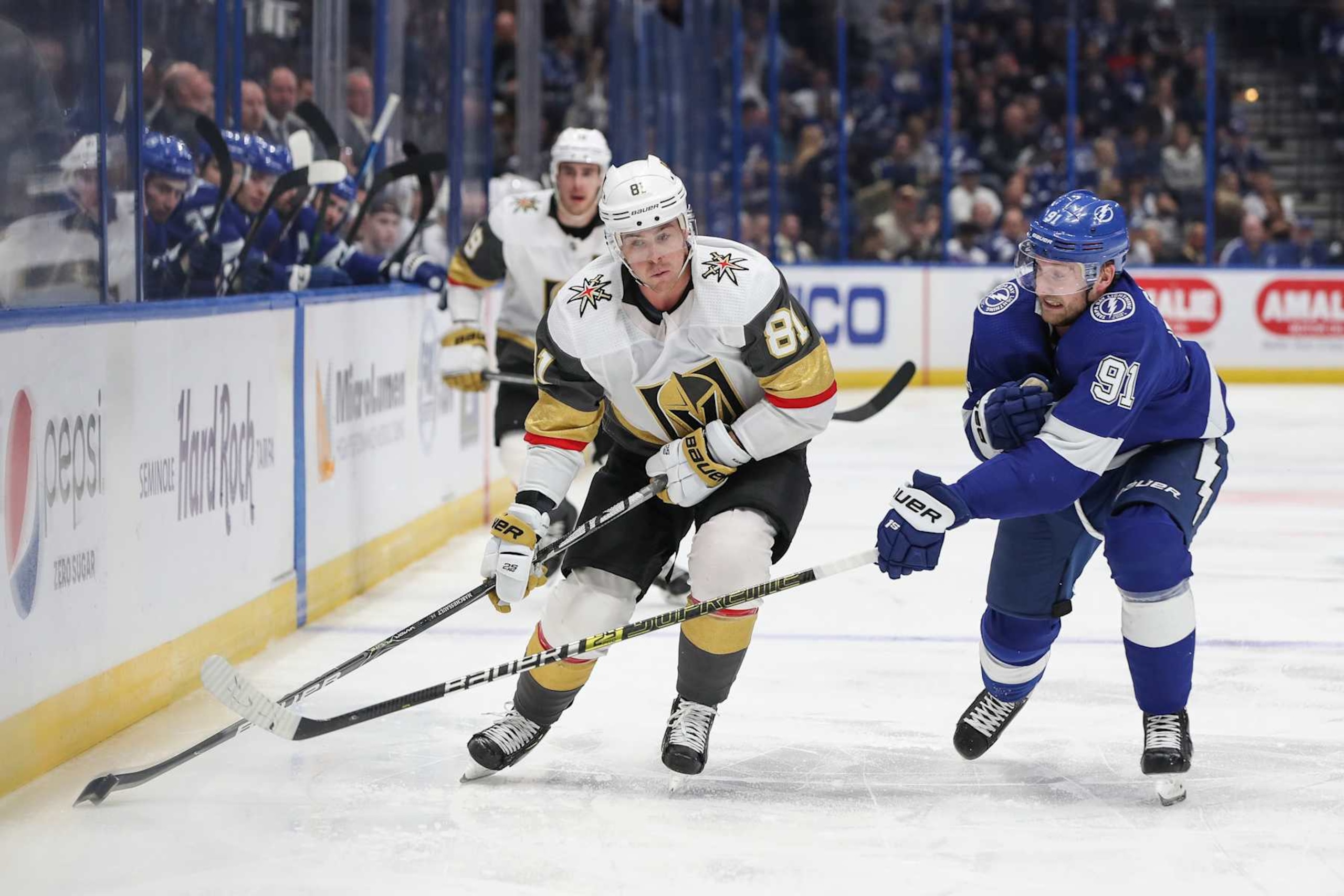 Jonathan Marchessault (left) and Steven Stamkos signed with the Nashville Predators on July 1, 2024.