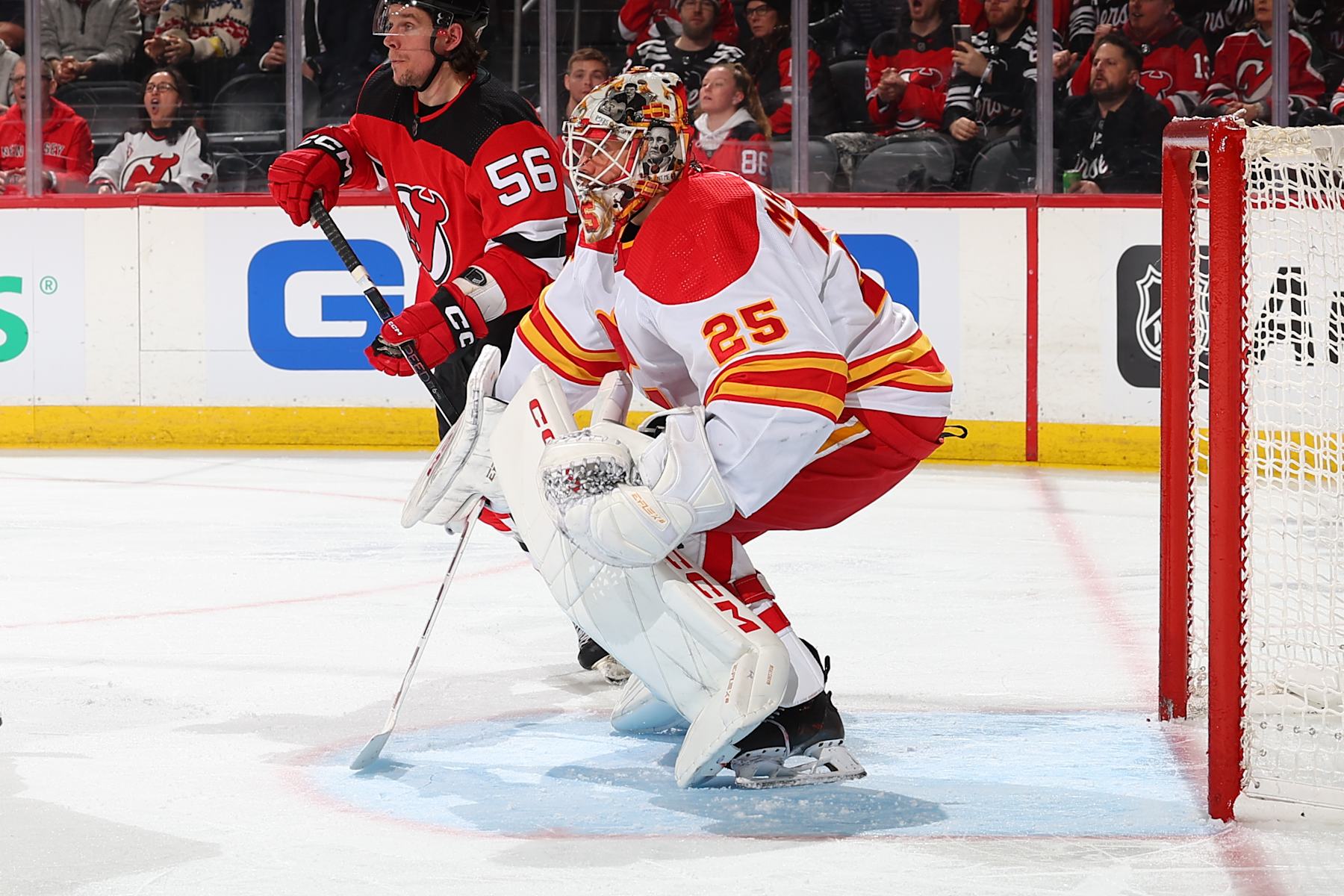 Ex-Flames goaltender Jacob Markstrom in action last season against the New Jersey Devils.