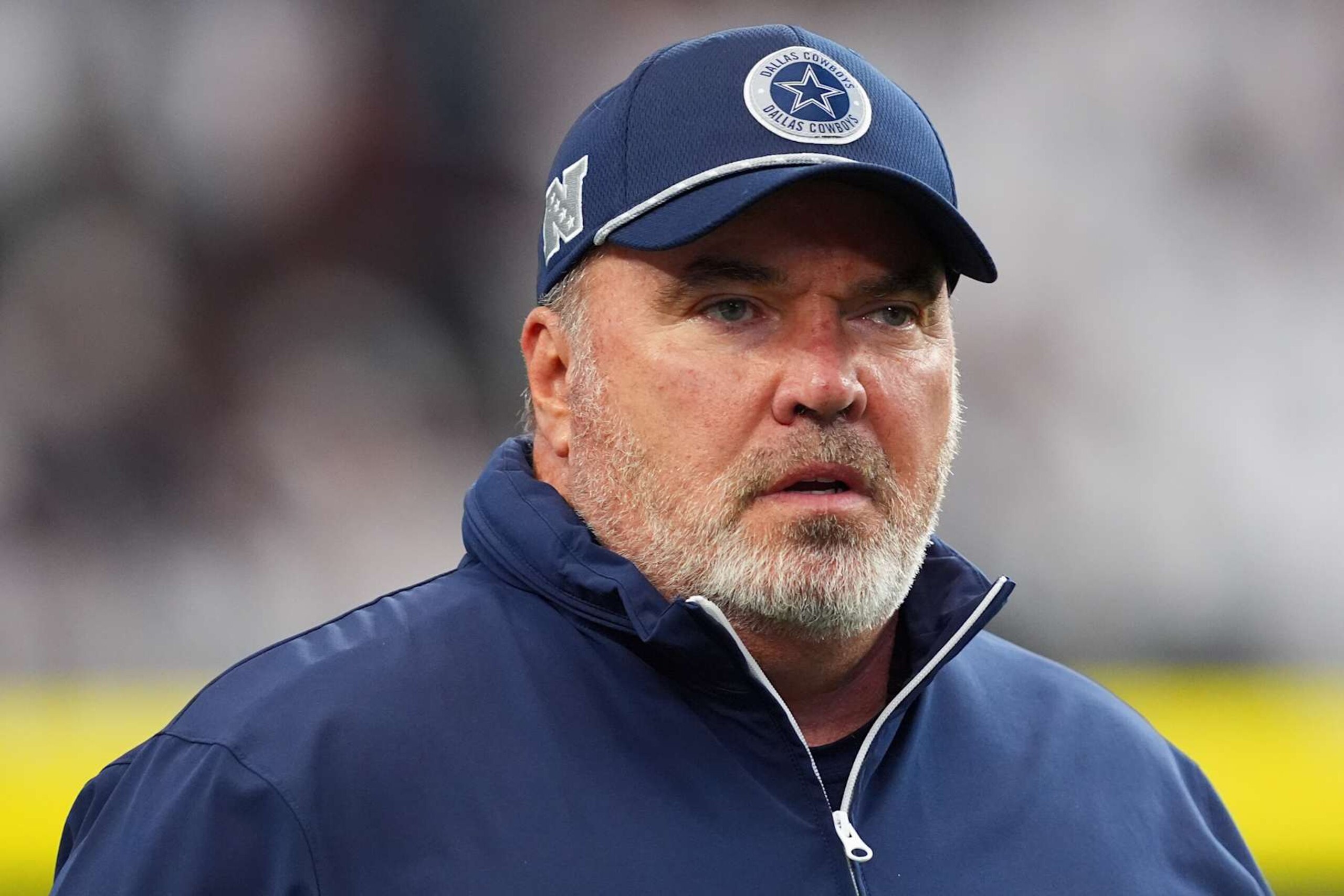 ARLINGTON, TEXAS - SEPTEMBER 22: Mike McCarthy, head coach of the Dallas Cowboys, looks on before a game against the Baltimore Ravens at AT&T Stadium on September 22, 2024 in Arlington, Texas. (Photo by Sam Hodde/Getty Images)