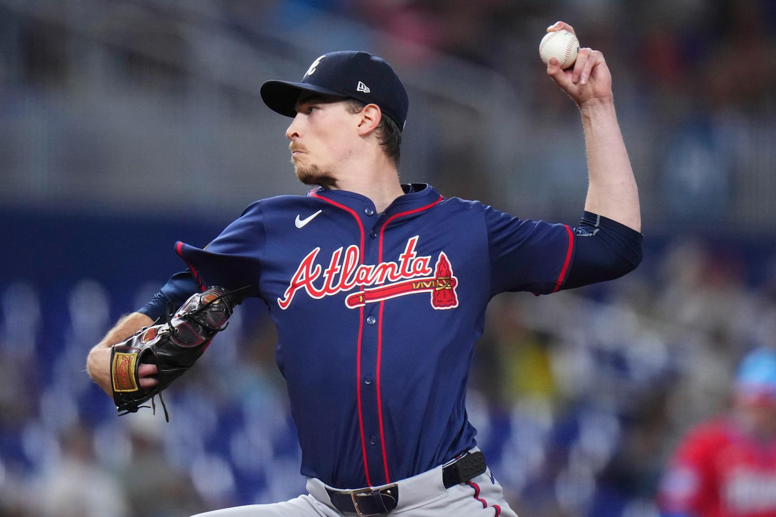 MIAMI, FLORIDA - SEPTEMBER 21: Max Fried #54 of the Atlanta Braves throws a pitch against the Miami Marlins during the first inning at loanDepot park on September 21, 2024 in Miami, Florida. (Photo by Rich Storry/Getty Images)