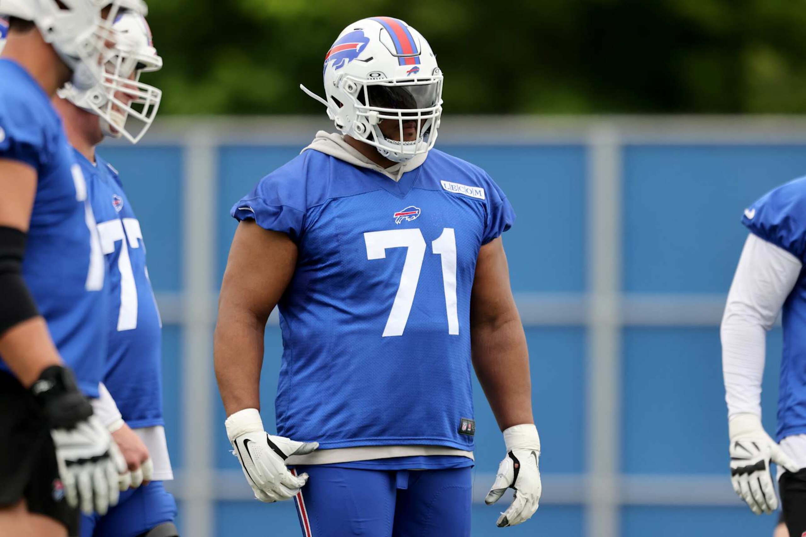 ORCHARD PARK, NEW YORK - JUNE 11: La'el Collins #71 of the Buffalo Bills participates during Buffalo Bills mandatory mini camp on June 11, 2024 in Orchard Park, New York. (Photo by Bryan Bennett/Getty Images)