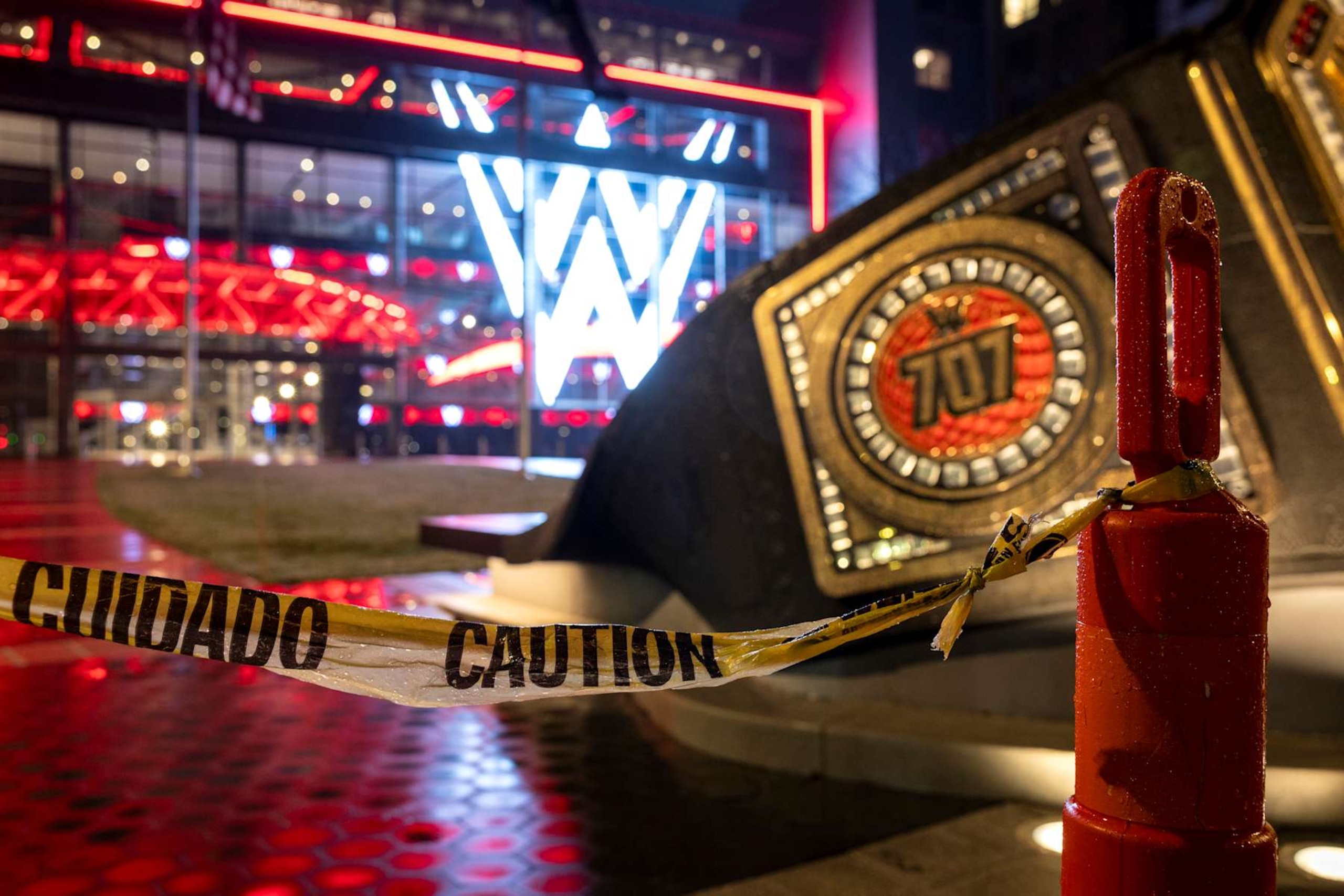 STAMFORD, CONNECTICUT - JANUARY 28: A WWE logo shines from the WWE wrestling world headquarters on January 28, 2024 in Stamford, Connecticut. WWE founder Vince McMahon resigned from the WWE and its parent company TKO as executive chairman and board of directors following allegations of sexual assault in a Connecticut lawsuit. A former employee Janel Grant accused McMahon, 78, of sexual assault and sexually trafficking her. (Photo by John Moore/Getty Images) STAMFORD, CONNECTICUT - JANUARY 28: A WWE logo shines from the WWE wrestling world headquarters on January 28, 2024 in Stamford, Connecticut. WWE founder Vince McMahon resigned from the WWE and its parent company TKO as executive chairman and board of directors following allegations of sexual assault in a Connecticut lawsuit. A former employee Janel Grant accused McMahon, 78, of sexual assault and sexually trafficking her. (Photo by John Moore/Getty Images)