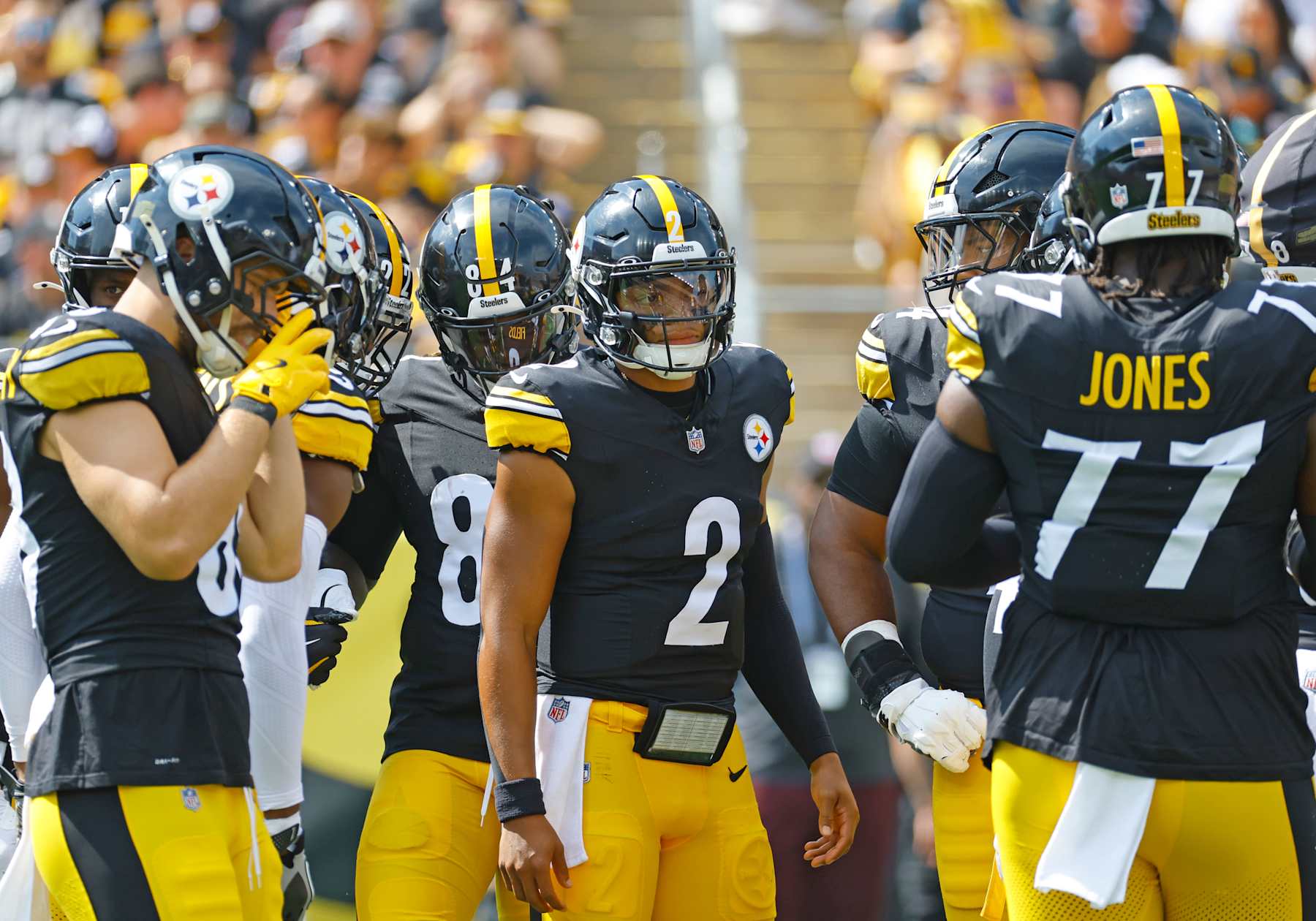 PITTSBURGH, PA - SEPTEMBER 22:  Justin Fields #2 of the Pittsburgh Steelers in action against the Los Angeles Chargers on September 22, 2024 at Acrisure Stadium in Pittsburgh, Pennsylvania.  (Photo by Justin K. Aller/Getty Images)
