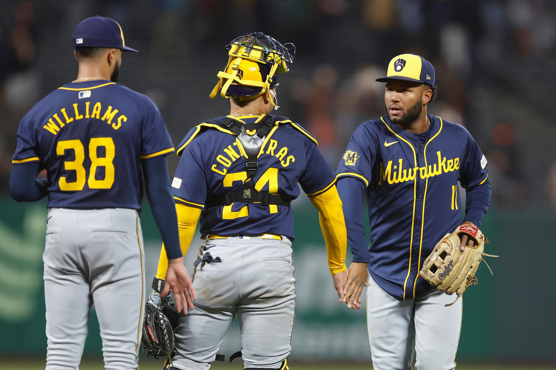 Devin Willams (L), William Contreras (C) and Jackson Chourio (R)