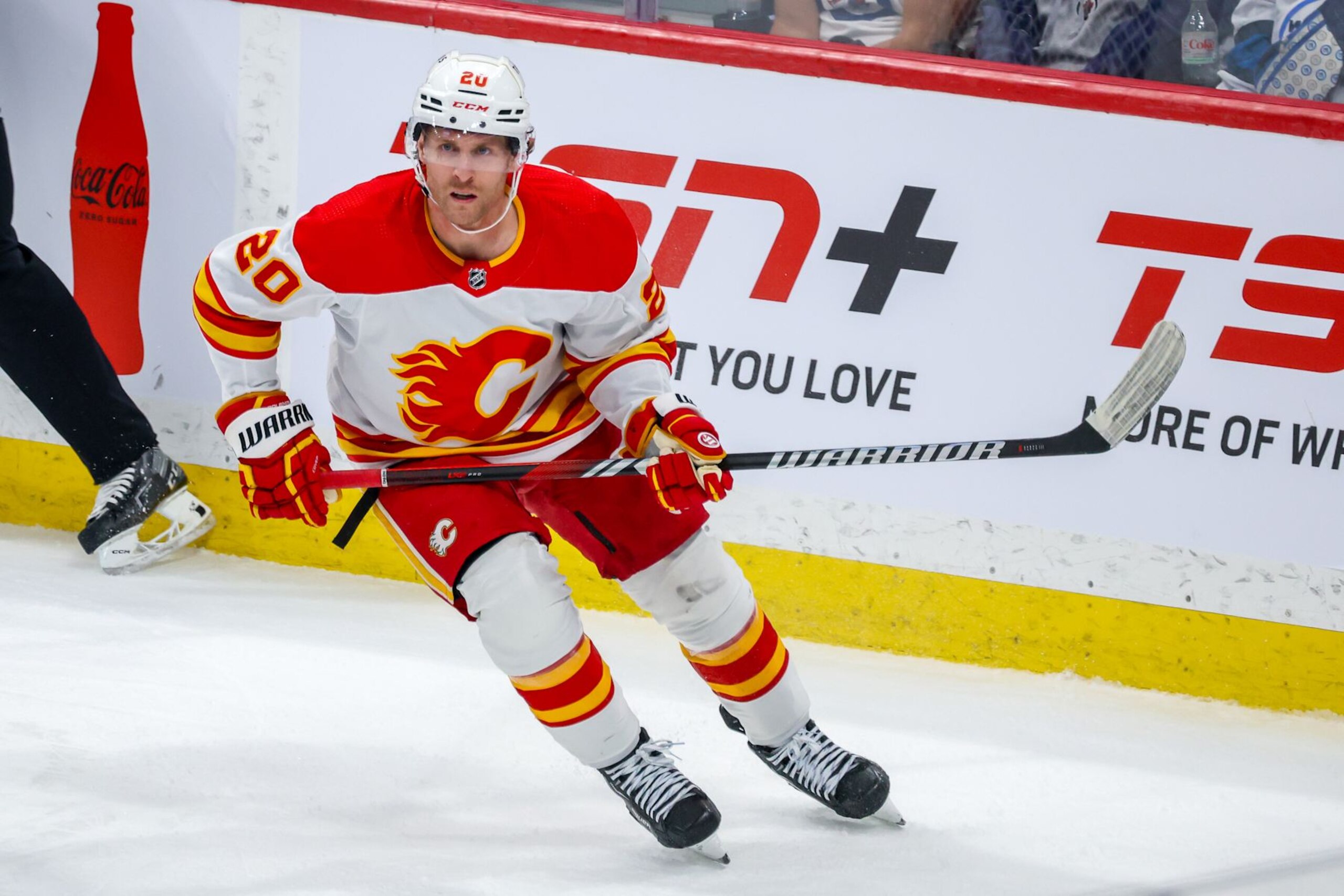 WINNIPEG, CANADA - APRIL 04: Blake Coleman #20 of the Calgary Flames skates during third period action against the Winnipeg Jets at Canada Life Centre on April 04, 2024 in Winnipeg, Manitoba, Canada. (Photo by Jonathan Kozub/NHLI via Getty Images) WINNIPEG, CANADA - APRIL 04: Blake Coleman #20 of the Calgary Flames skates during third period action against the Winnipeg Jets at Canada Life Centre on April 04, 2024 in Winnipeg, Manitoba, Canada. (Photo by Jonathan Kozub/NHLI via Getty Images)