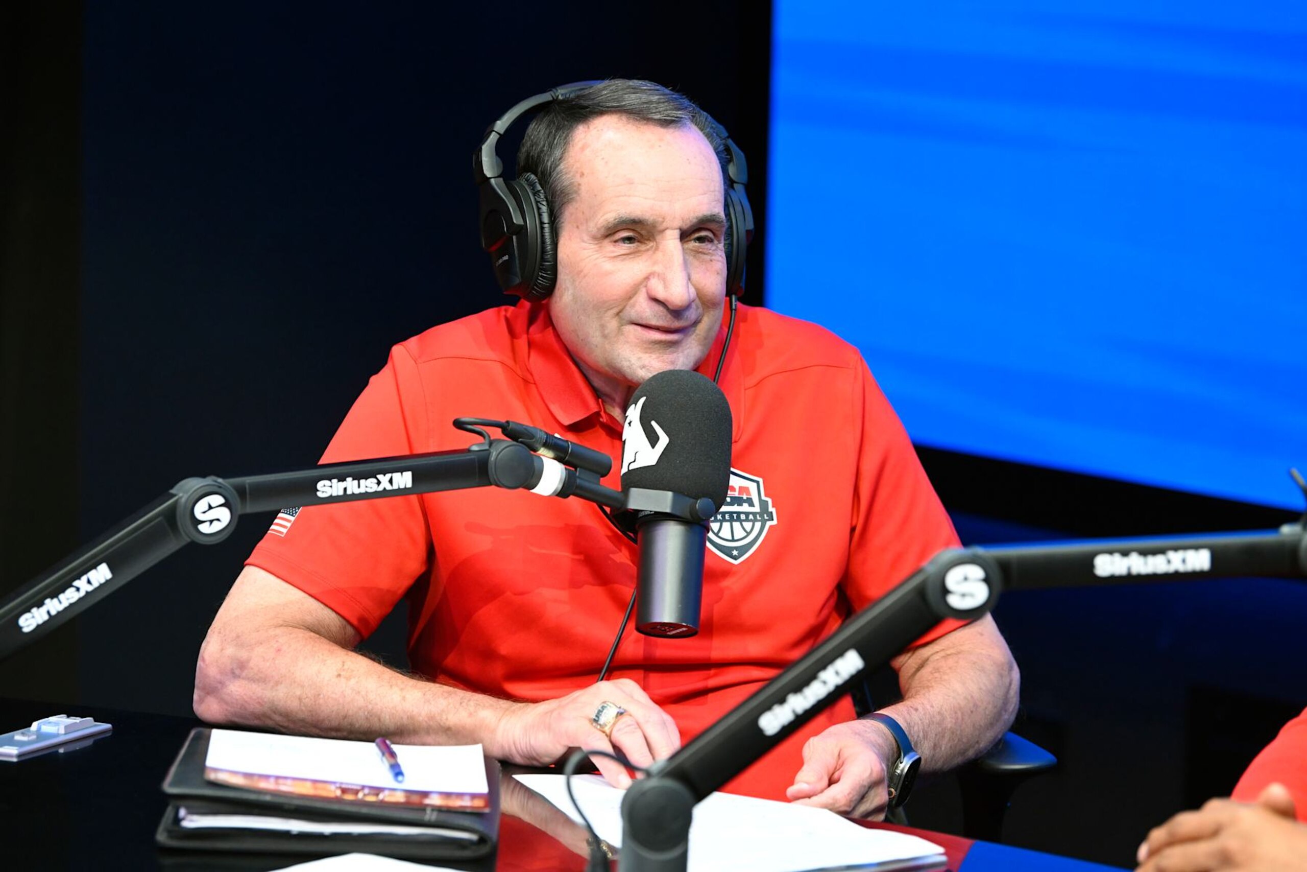 LAS VEGAS, NEVADA - JULY 10: Mike Krzyzewski broadcasts from The SiriusXM studio at Wynn Las Vegas on July 10, 2024 in Las Vegas, Nevada. (Photo by Bryan Steffy/Getty Images for SiriusXM)