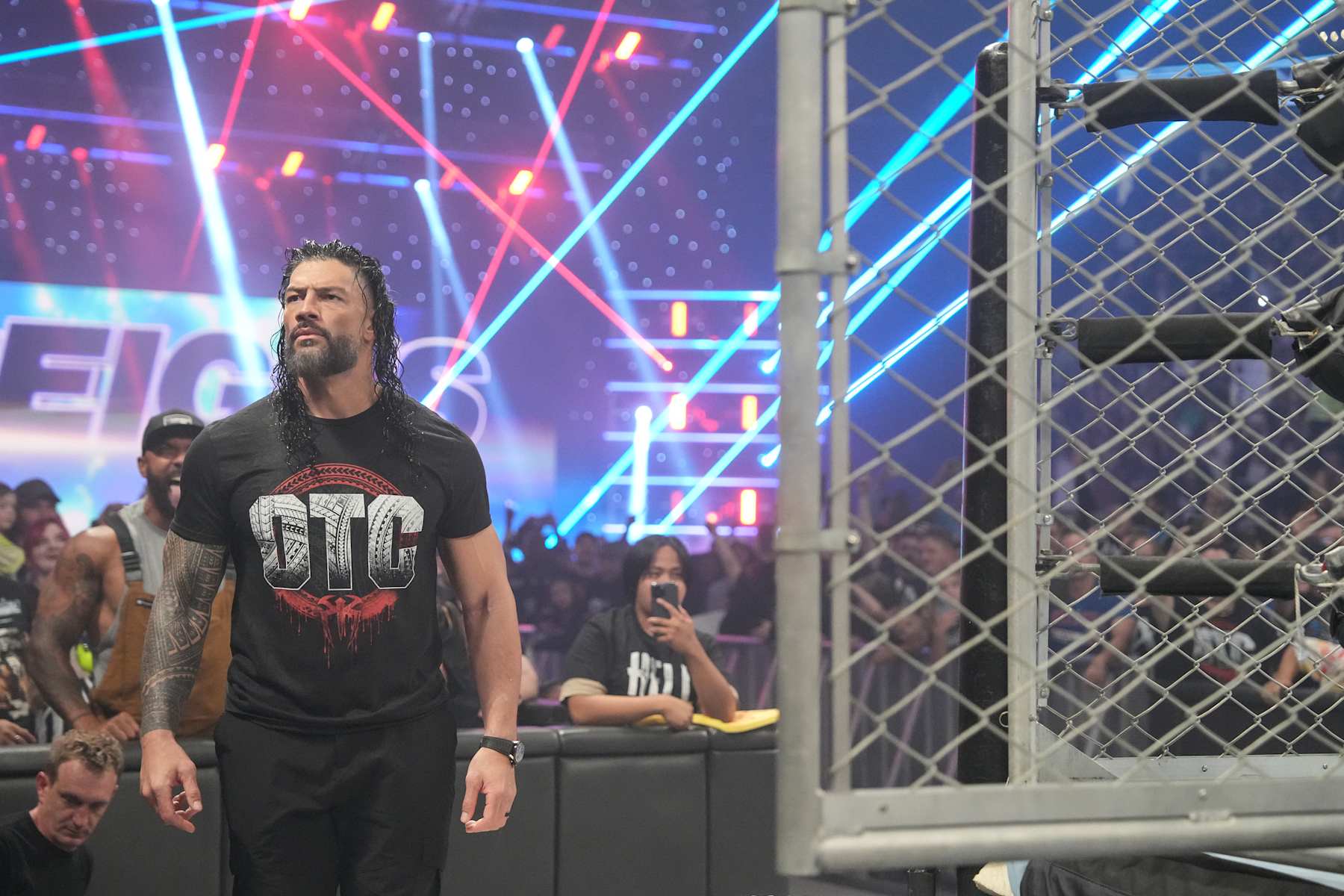 SEATTLE, WASHINGTON - SEPTEMBER 13: Roman Reigns makes his way to the ring during SmackDown at Climate Pledge Arena on September 13, 2024 in Seattle, Washington.  (Photo by WWE/Getty Images)