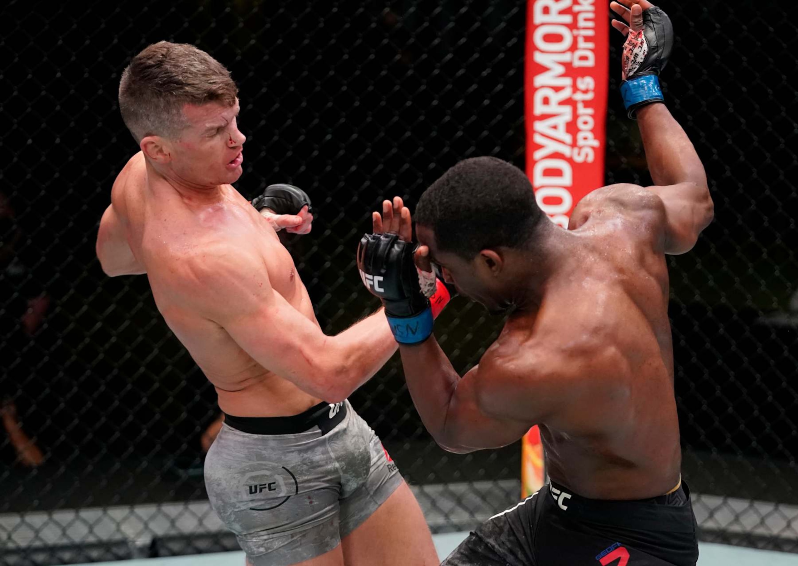 Thompson punches Geoff Neal in a welterweight fight in 2020.