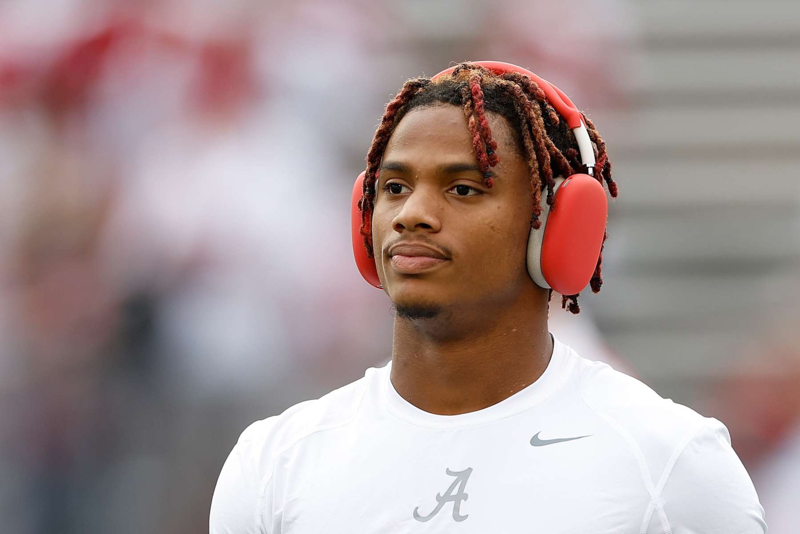 MADISON, WISCONSIN - SEPTEMBER 14: Ryan Williams #2 of the Alabama Crimson Tide warms up before game against Wisconsin Badgers at Camp Randall Stadium on September 14, 2024 in Madison, Wisconsin. (Photo by John Fisher/Getty Images)