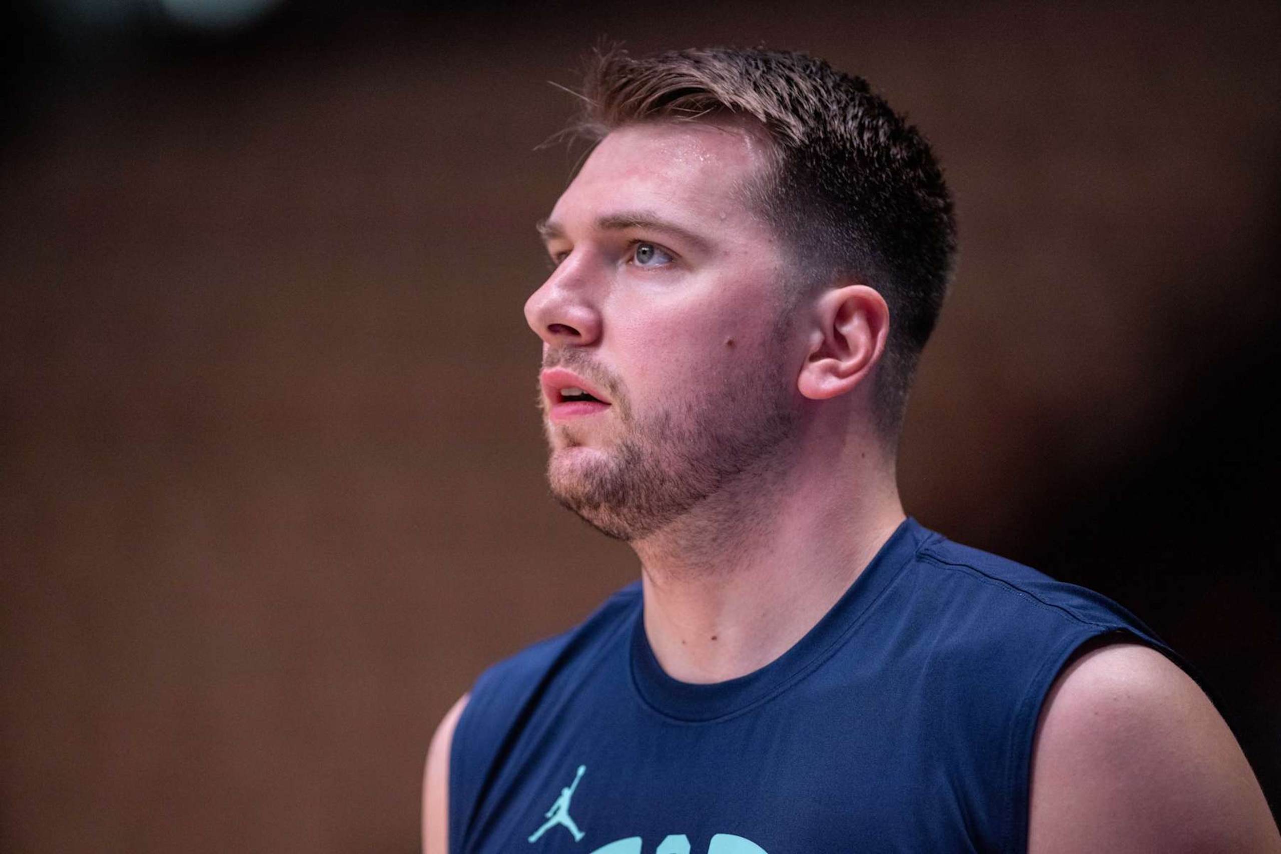PIRAEUS, GREECE - JULY 4: Luka Doncic of Slovenia during the FIBA Men's Olympic Qualifying Tournament match between New Zealand and Slovenia on July 4, 2024 in Piraeus, Greece. (Photo by Sebastian Frej/MB Media/Getty Images)
