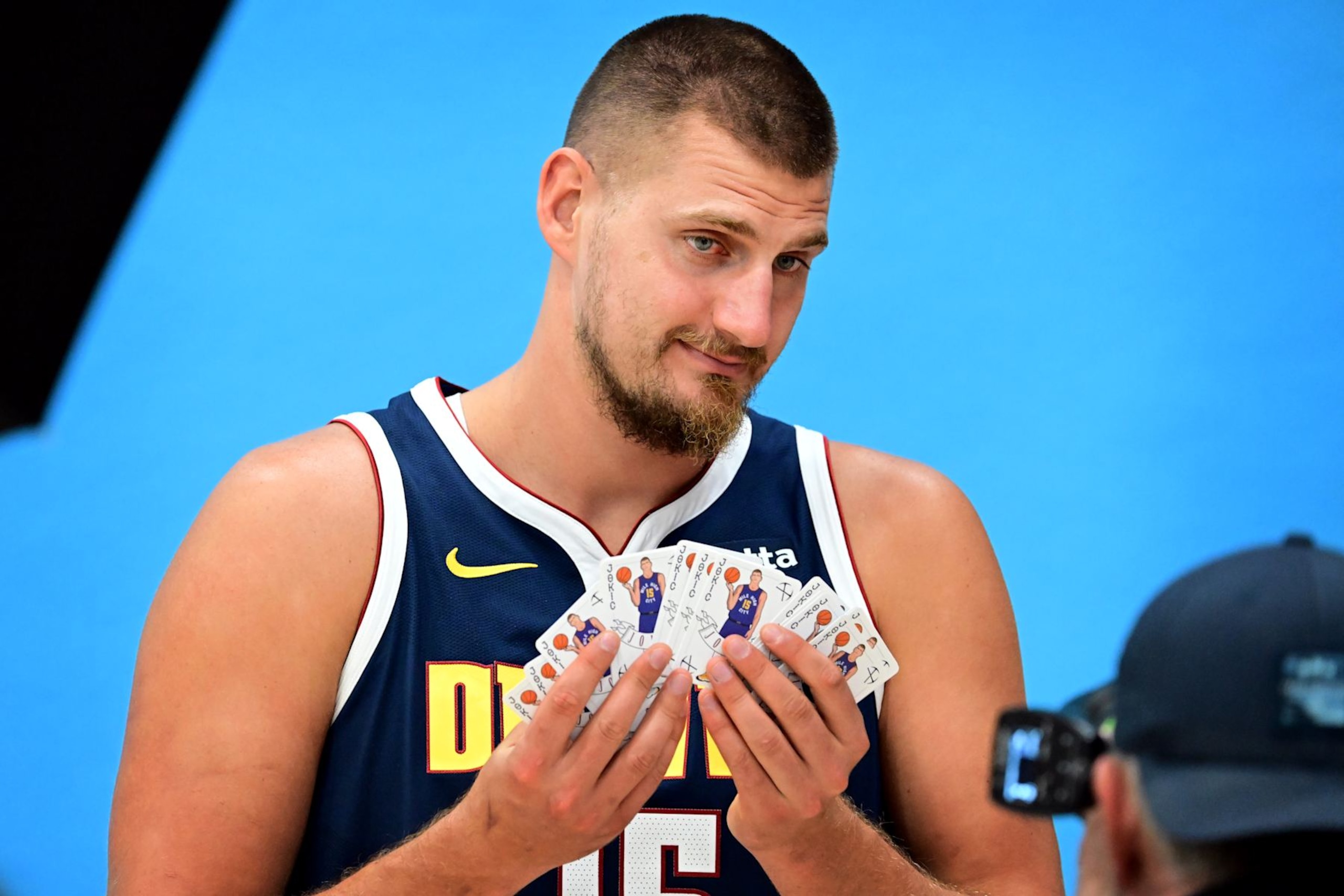 DENVER, CO - SEPTEMBER 26 : Nikola Jokic poses for a portrait during Nuggets Media Day at Ball Arena in Denver, Colorado on Thursday, September 26, 2024. (Photo by Hyoung Chang/The Denver Post) DENVER, CO - SEPTEMBER 26 : Nikola Jokic poses for a portrait during Nuggets Media Day at Ball Arena in Denver, Colorado on Thursday, September 26, 2024. (Photo by Hyoung Chang/The Denver Post)