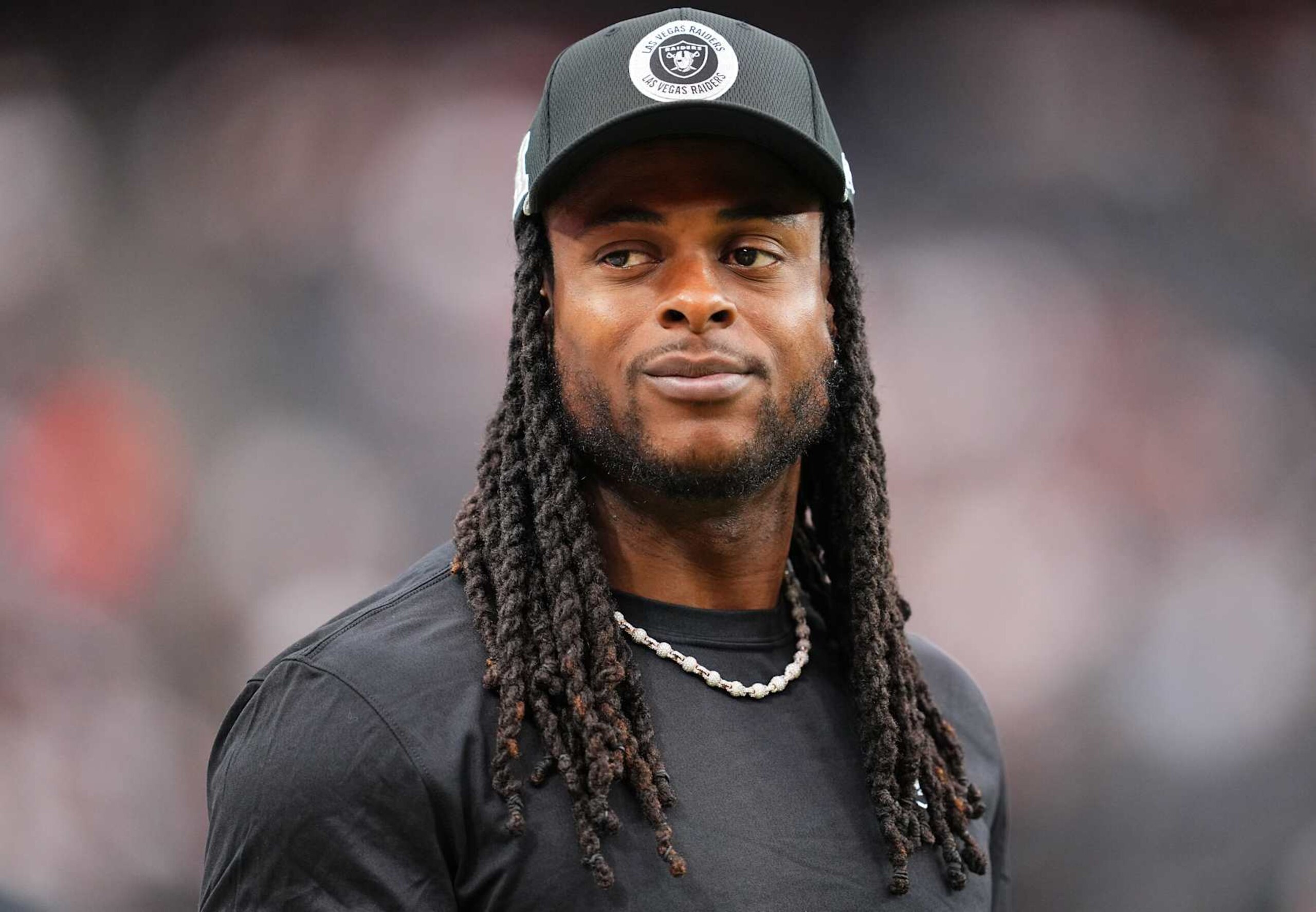 LAS VEGAS, NEVADA - SEPTEMBER 29: Wide receiver Davante Adams #17 of the Las Vegas Raiders walks the sidelines before the game against the Cleveland Browns at Allegiant Stadium on September 29, 2024 in Las Vegas, Nevada. The Raiders defeated the Browns 20-16. (Photo by Jeff Bottari/Getty Images) LAS VEGAS, NEVADA - SEPTEMBER 29: Wide receiver Davante Adams #17 of the Las Vegas Raiders walks the sidelines before the game against the Cleveland Browns at Allegiant Stadium on September 29, 2024 in Las Vegas, Nevada. The Raiders defeated the Browns 20-16. (Photo by Jeff Bottari/Getty Images)