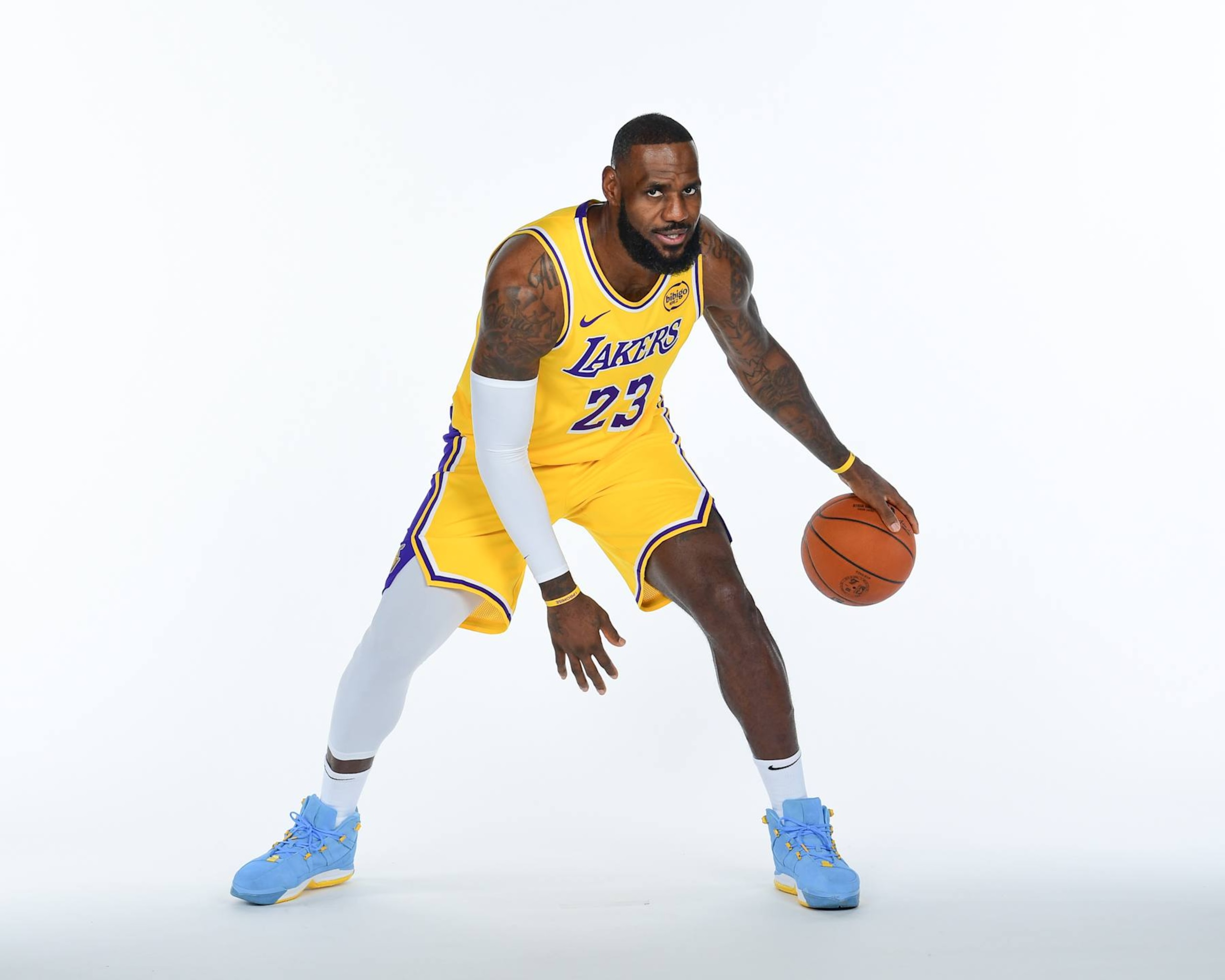 EL SEGUNDO, CA - SEPTEMBER 30: LeBron James #23 of the Los Angeles Lakers poses for a portrait during NBA Media Day on September 30, 2024 at UCLA Health Training Center in El Segundo, California. NOTE TO USER: User expressly acknowledges and agrees that, by downloading and or using this photograph, User is consenting to the terms and conditions of the Getty Images License Agreement. Mandatory Copyright Notice: Copyright 2024 NBAE (Photo by Adam Pantozzi/NBAE via Getty Images)