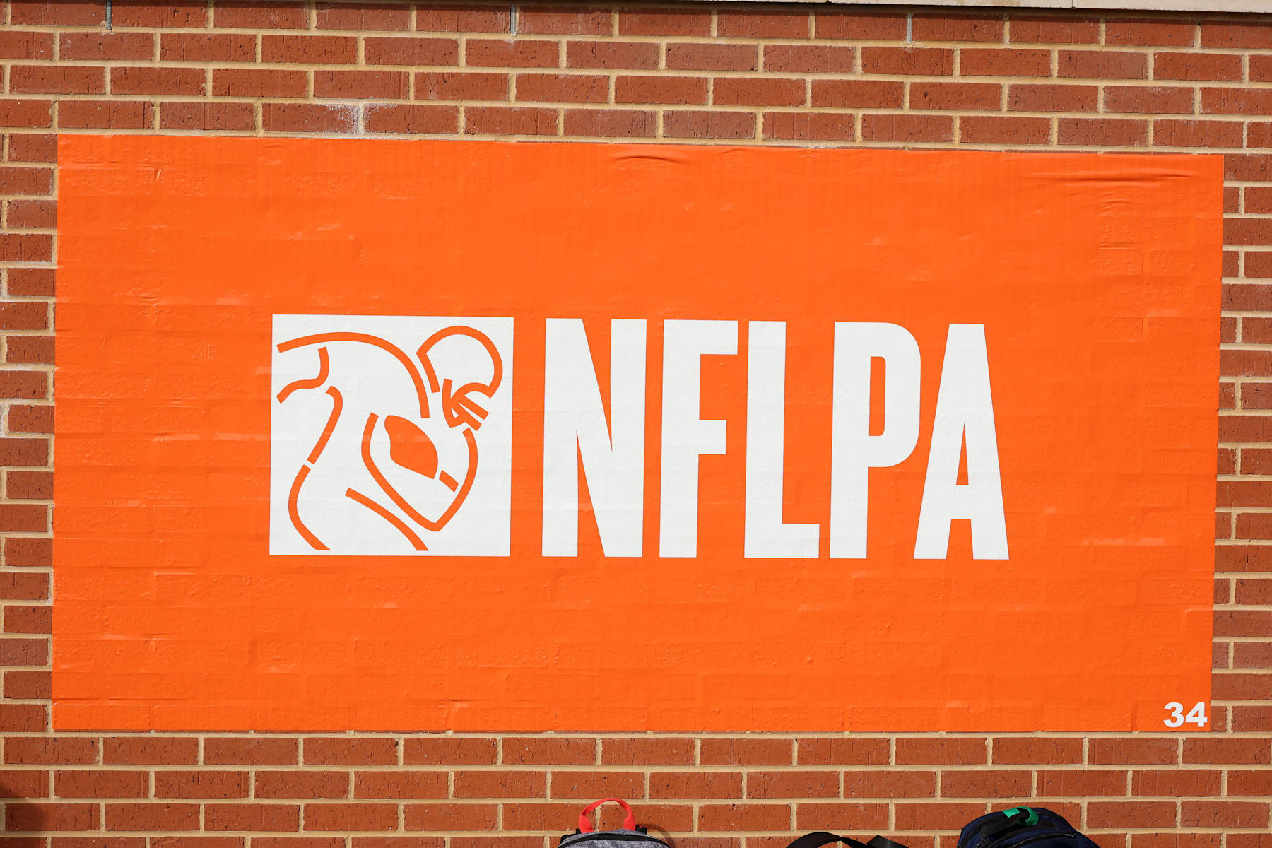 MOBILE, AL - FEBRUARY 01: A general view of an NFLPA sign during the National team practice for the Reese's Senior Bowl on February 1, 2024 at Hancock Whitney Stadium in Mobile, Alabama.  (Photo by Michael Wade/Icon Sportswire via Getty Images)