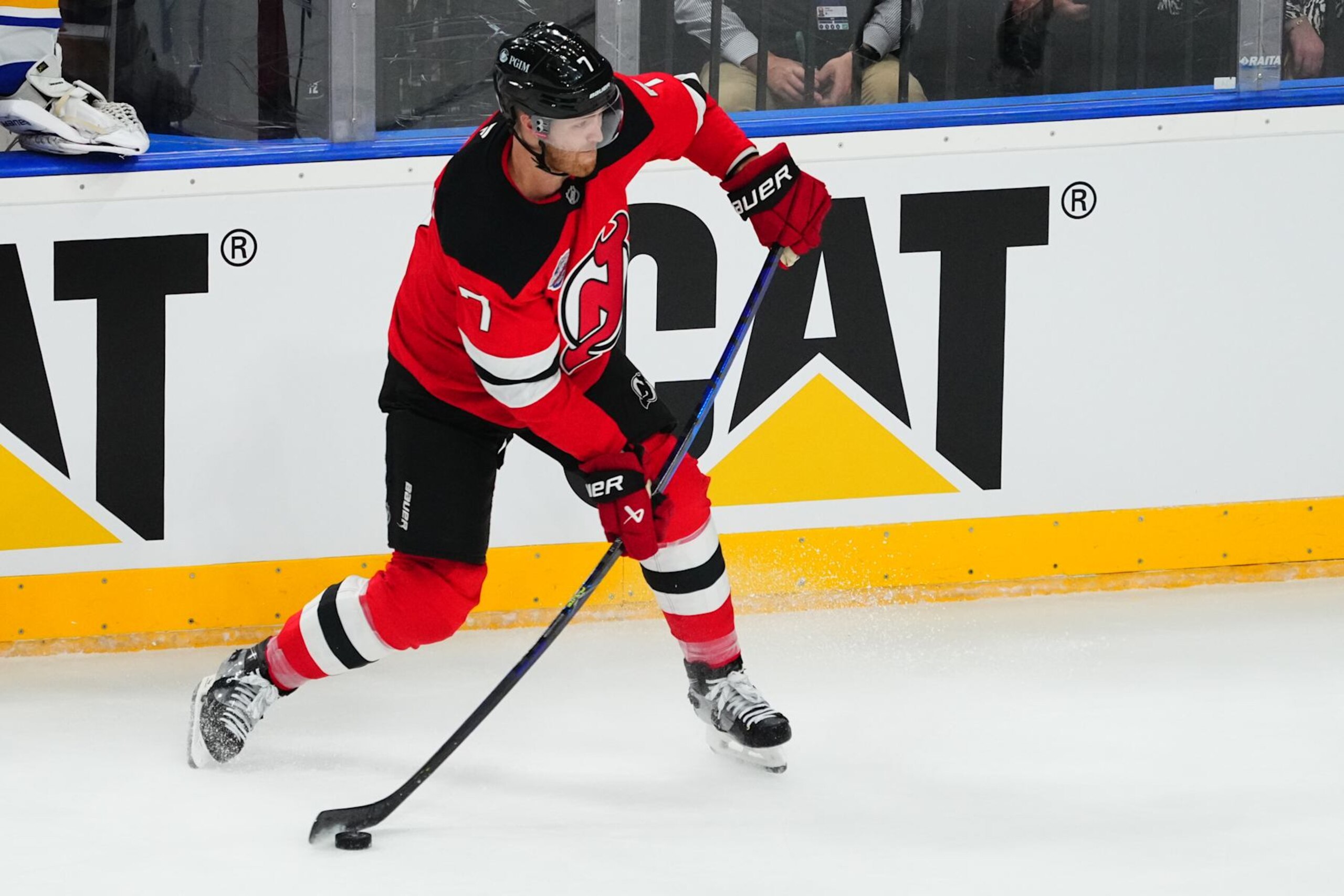 PRAGUE, CZECH REPUBLIC - OCTOBER 05: Dougie Hamilton #7 of the New Jersey Devils shoots against the Buffalo Sabres during the first quarter at O2 Arena on October 05, 2024 in Prague, Czech Republic. (Photo by Ben Ludeman/NHLI via Getty Images) PRAGUE, CZECH REPUBLIC - OCTOBER 05: Dougie Hamilton #7 of the New Jersey Devils shoots against the Buffalo Sabres during the first quarter at O2 Arena on October 05, 2024 in Prague, Czech Republic. (Photo by Ben Ludeman/NHLI via Getty Images)