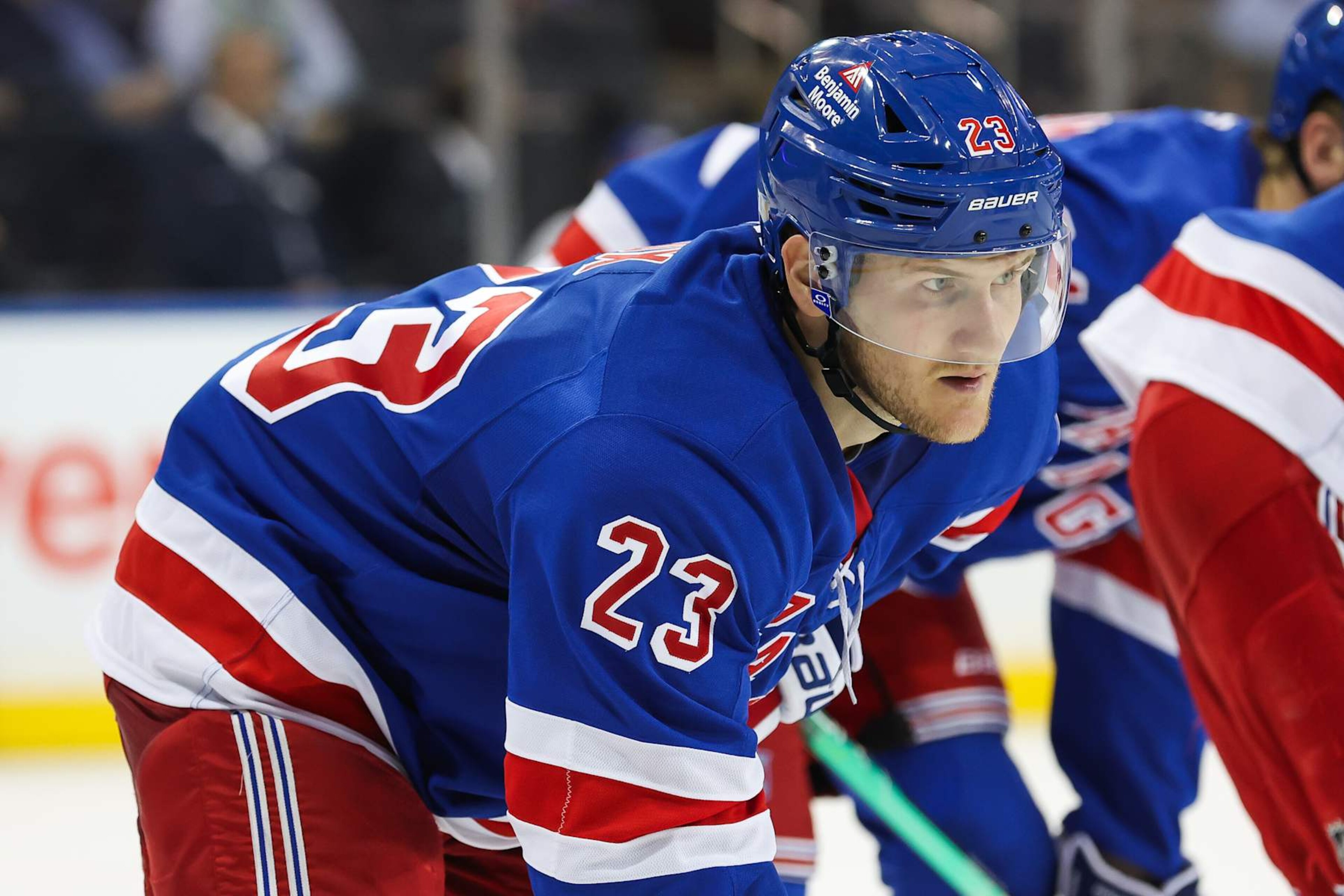 NEW YORK, NEW YORK - SEPTEMBER 26: Adam Fox #23 of the New York Rangers looks on during the third period of a preseason game against the Boston Bruins at Madison Square Garden on September 26, 2024 in New York City. (Photo by Andrew Mordzynski/Getty Images) NEW YORK, NEW YORK - SEPTEMBER 26: Adam Fox #23 of the New York Rangers looks on during the third period of a preseason game against the Boston Bruins at Madison Square Garden on September 26, 2024 in New York City. (Photo by Andrew Mordzynski/Getty Images)