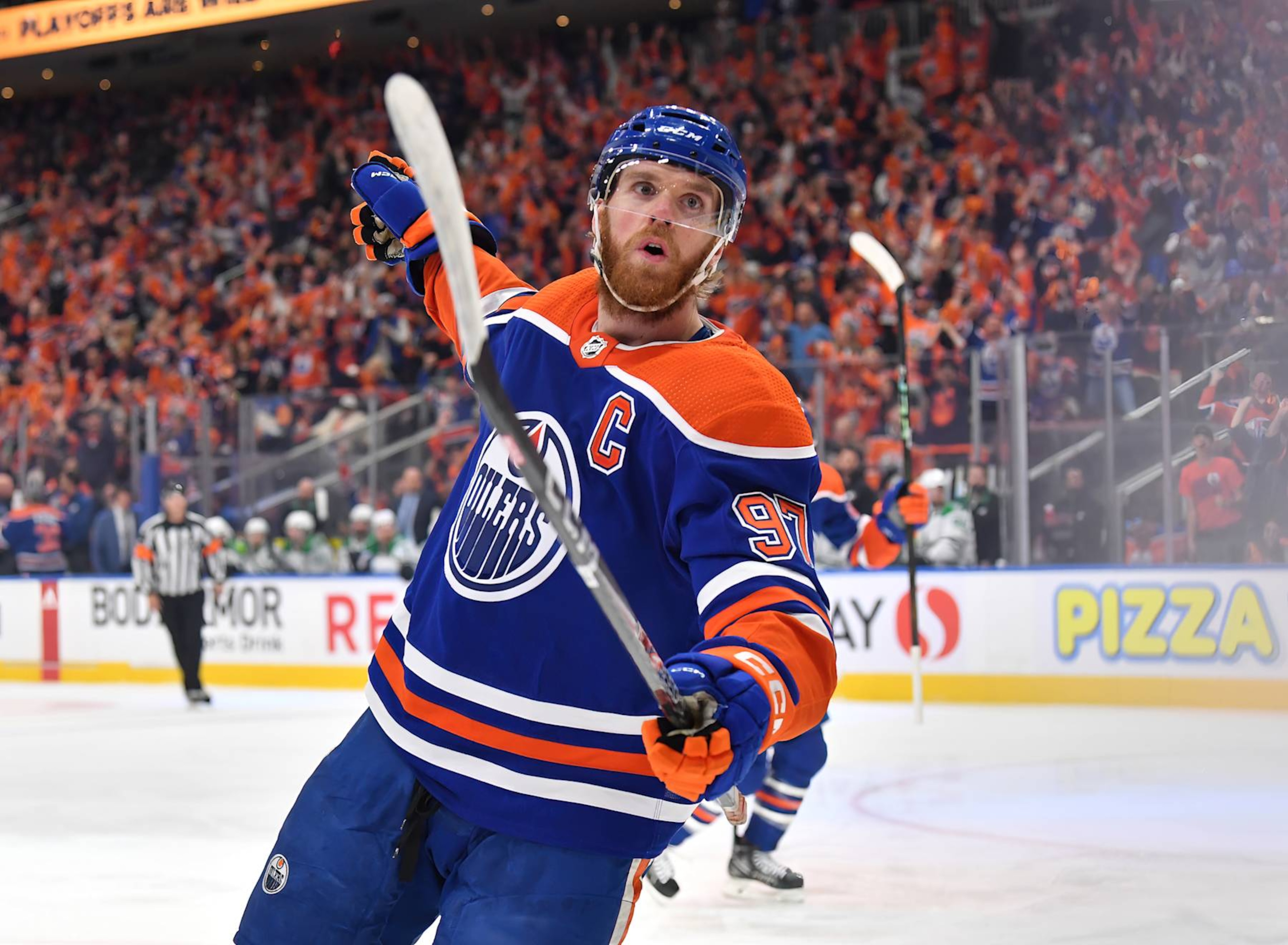 EDMONTON, CANADA - JUNE 02: Connor McDavid #97 of the Edmonton Oilers celebrates his first-period goal against the Dallas Stars in Game Six of the Western Conference Final of the 2024 Stanley Cup Playoffs at Rogers Place on June 2, 2024, in Edmonton, Alberta, Canada. (Photo by Andy Devlin/NHLI via Getty Images) EDMONTON, CANADA - JUNE 02: Connor McDavid #97 of the Edmonton Oilers celebrates his first-period goal against the Dallas Stars in Game Six of the Western Conference Final of the 2024 Stanley Cup Playoffs at Rogers Place on June 2, 2024, in Edmonton, Alberta, Canada. (Photo by Andy Devlin/NHLI via Getty Images)