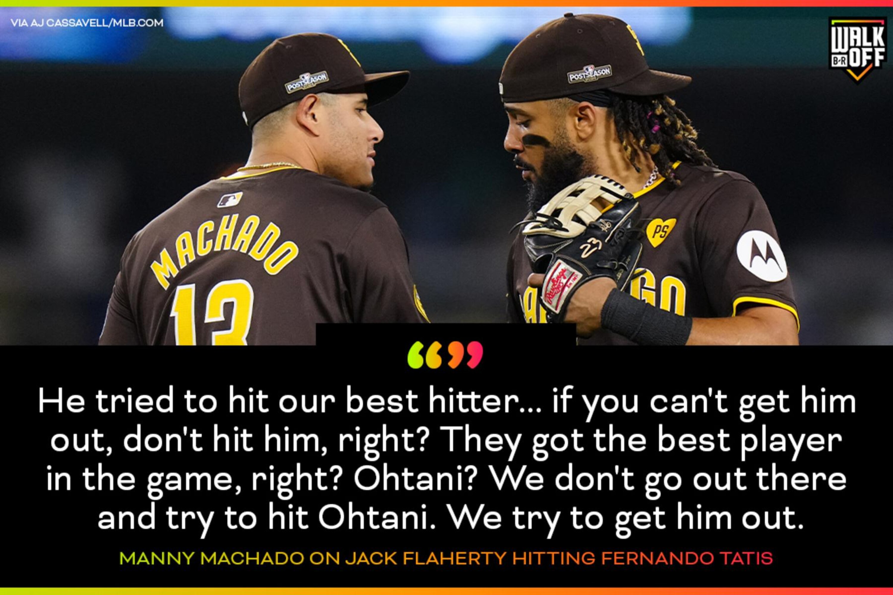 Manny Machado Rips Dodgers' Flaherty for Tatis HBP: Padres Don't Hit Shohei  Ohtani