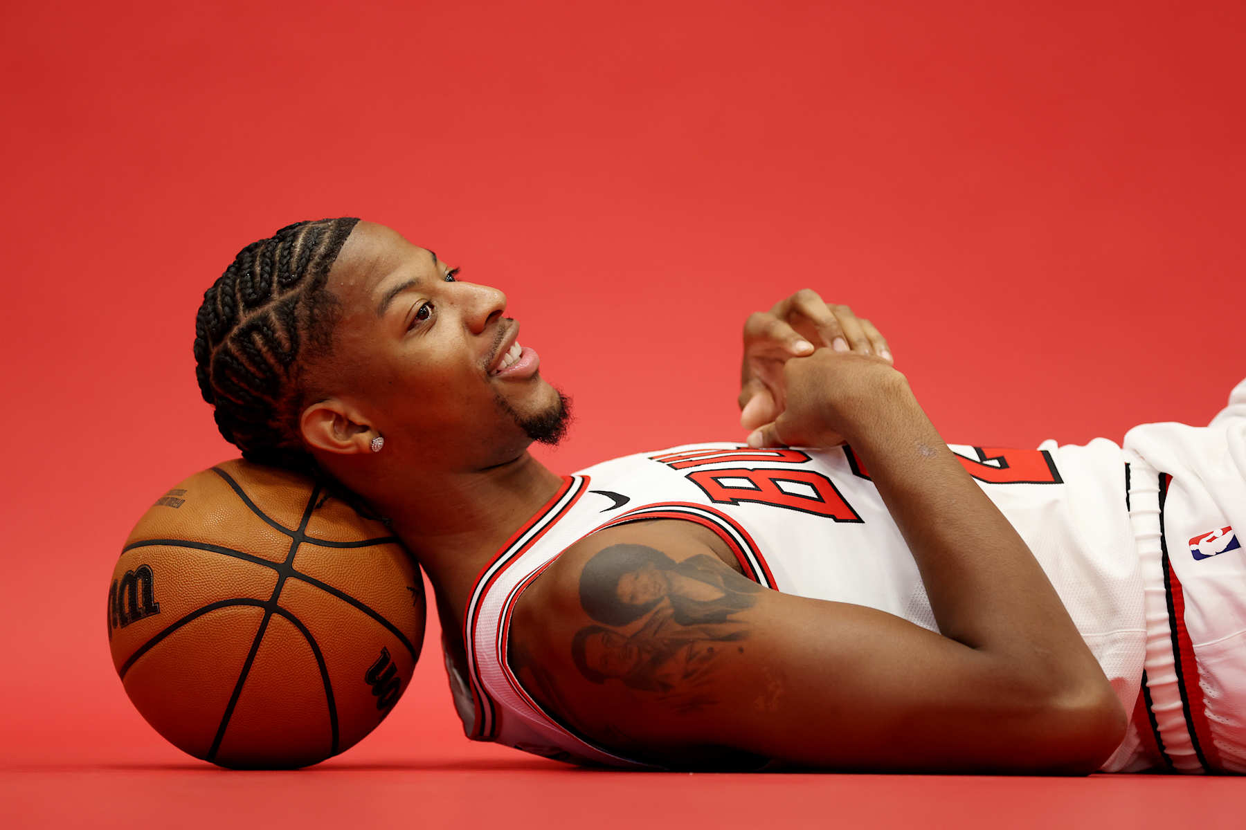 CHICAGO, ILLINOIS - SEPTEMBER 30: Dalen Terry #25 of the Chicago Bulls poses for a photo during Chicago Bulls Media Day at Advocate Center on September 30, 2024 in Chicago, Illinois.  (Photo by Michael Reaves/Getty Images)