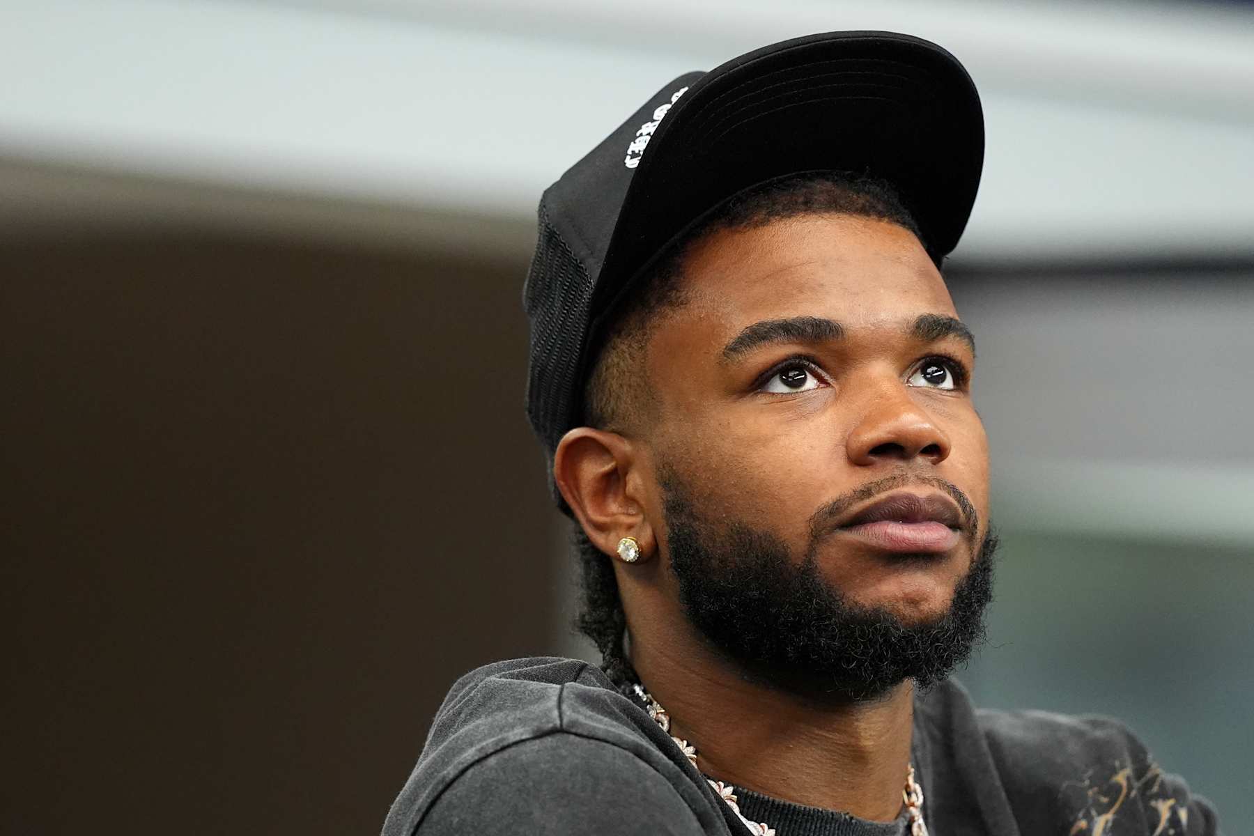 ARLINGTON, TEXAS - SEPTEMBER 15: Jaden Hardy of the Dallas Mavericks watches the game between the Dallas Cowboys and the New Orleans Saints at AT&T Stadium on September 15, 2024 in Arlington, Texas. (Photo by Sam Hodde/Getty Images)