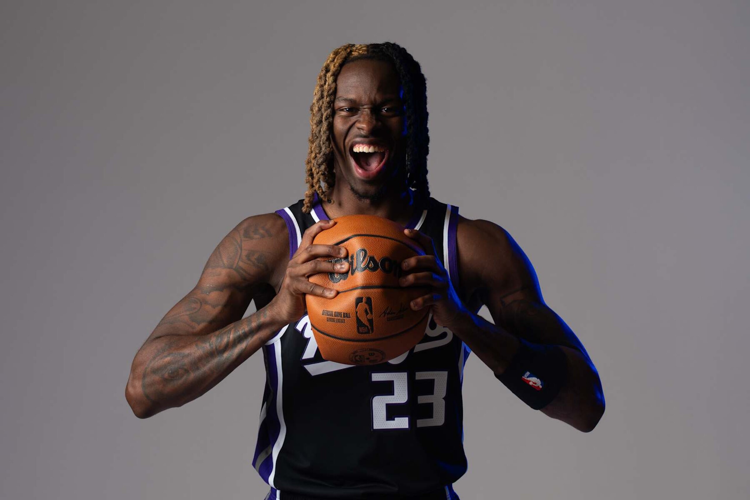 SACRAMENTO, CALIFORNIA - SEPTEMBER 30: Keon Ellis during a media day photo shoot at Sacramento Kings Practice Facility on September 30, 2024 in Sacramento, California. (NOTE TO USER: User expressly acknowledges and agrees that, by downloading and or using this photograph, User is consenting to the terms and conditions of the Getty Images License Agreement.)  (Photo by John Todd/Getty Images)
