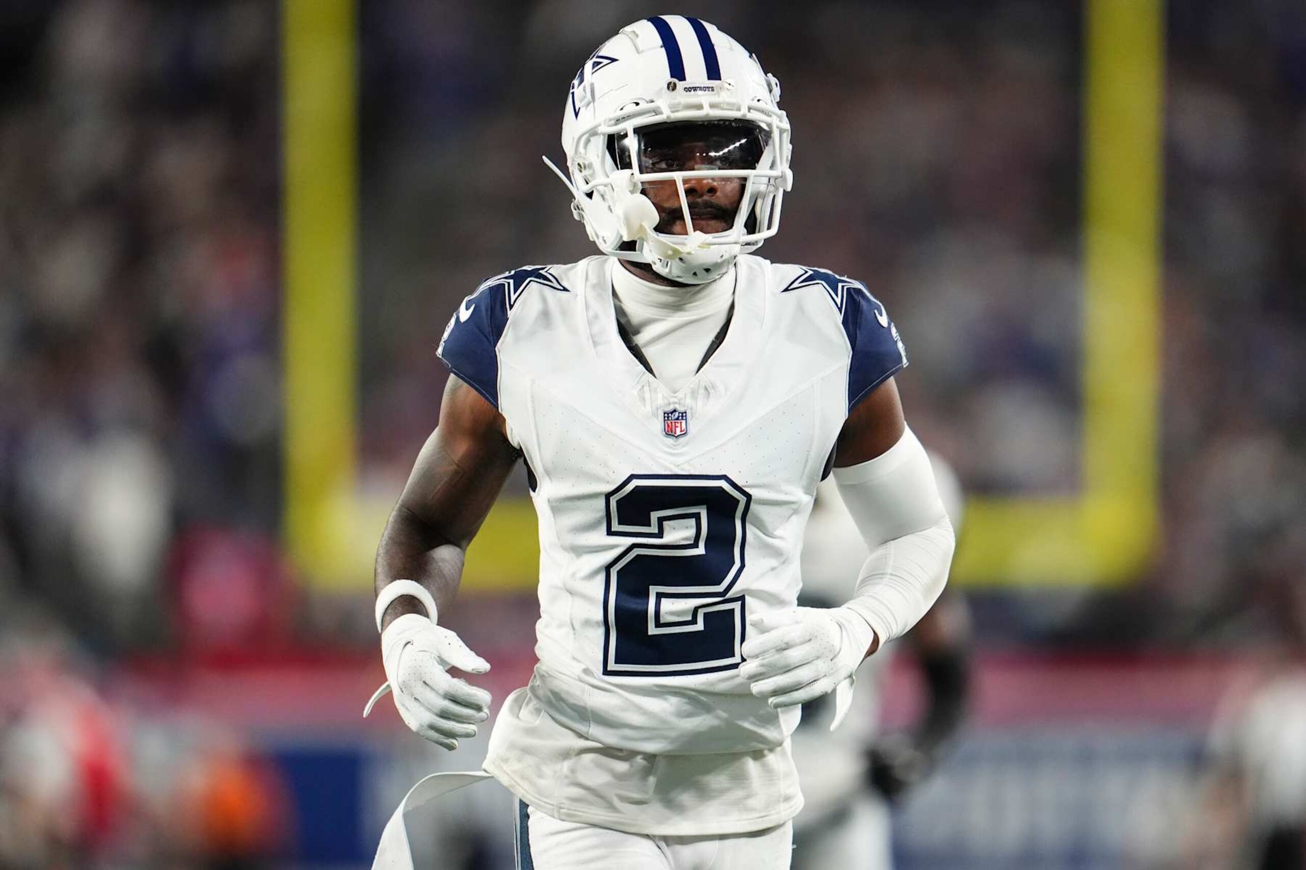 EAST RUTHERFORD, NJ - SEPTEMBER 26: Jourdan Lewis #2 of the Dallas Cowboys runs across the field during an NFL football game against the New York Giants at MetLife Stadium on September 26, 2024 in East Rutherford, New Jersey. (Photo by Cooper Neill/Getty Images)