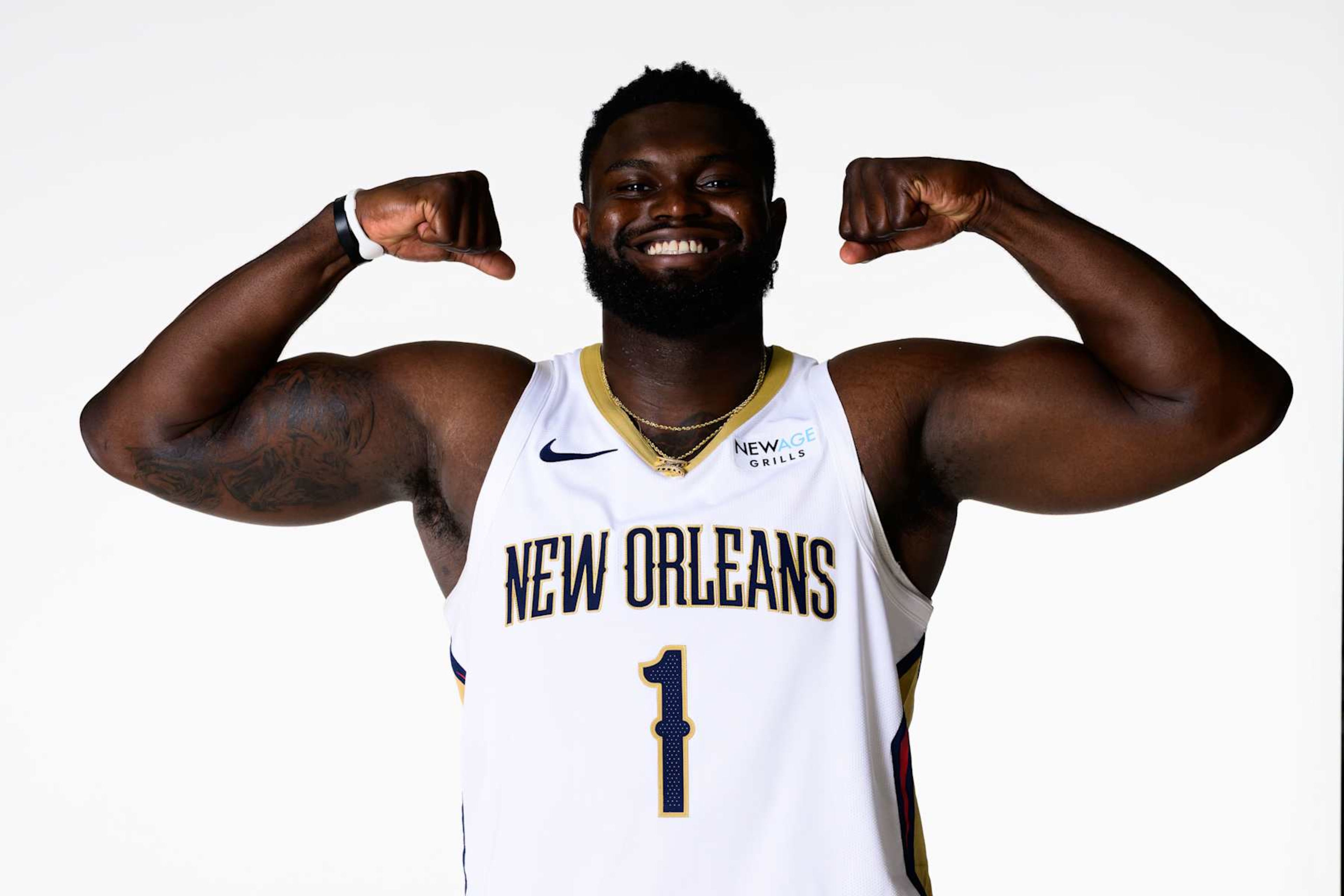 NEW ORLEANS, LOUISIANA - SEPTEMBER 30: Zion Williamson #1 of the New Orleans Pelicans poses for a photo during media day at Smoothie King Center on September 30, 2024 in New Orleans, Louisiana. NOTE TO USER: User expressly acknowledges and agrees that, by downloading and or using this photograph, User is consenting to the terms and conditions of the Getty Images License Agreement. (Photo by Gus Stark/Getty Images) NEW ORLEANS, LOUISIANA - SEPTEMBER 30: Zion Williamson #1 of the New Orleans Pelicans poses for a photo during media day at Smoothie King Center on September 30, 2024 in New Orleans, Louisiana. NOTE TO USER: User expressly acknowledges and agrees that, by downloading and or using this photograph, User is consenting to the terms and conditions of the Getty Images License Agreement. (Photo by Gus Stark/Getty Images)