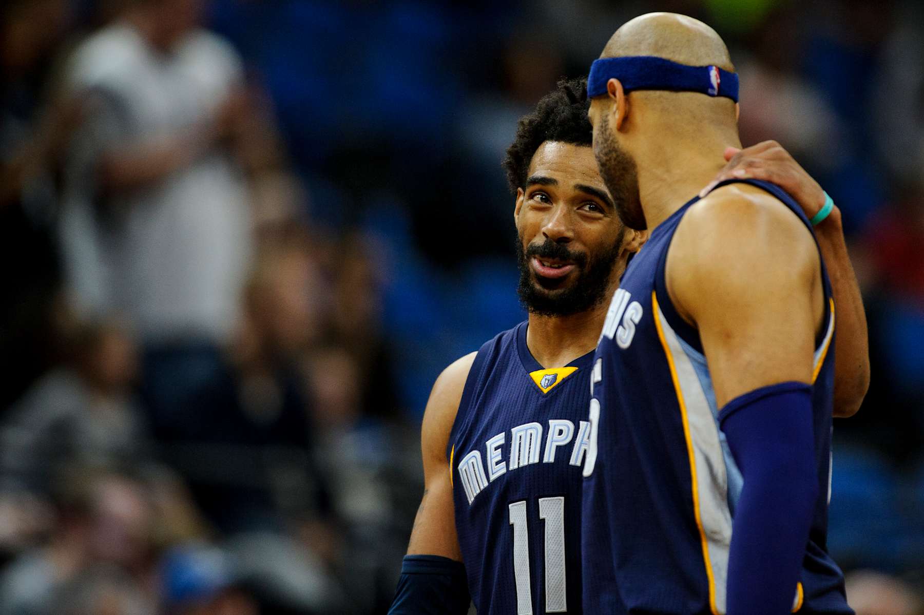 MINNEAPOLIS, MN - FEBRUARY 04: Mike Conley #11 of the Memphis Grizzlies and Vince Carter #15 of the Memphis Grizzlies look on during the game against the Minnesota Timberwolves on February 4, 2017 at the Target Center in Minneapolis, Minnesota. NOTE TO USER: User expressly acknowledges and agrees that, by downloading and or using this Photograph, user is consenting to the terms and conditions of the Getty Images License Agreement. (Photo by Hannah Foslien/Getty Images)