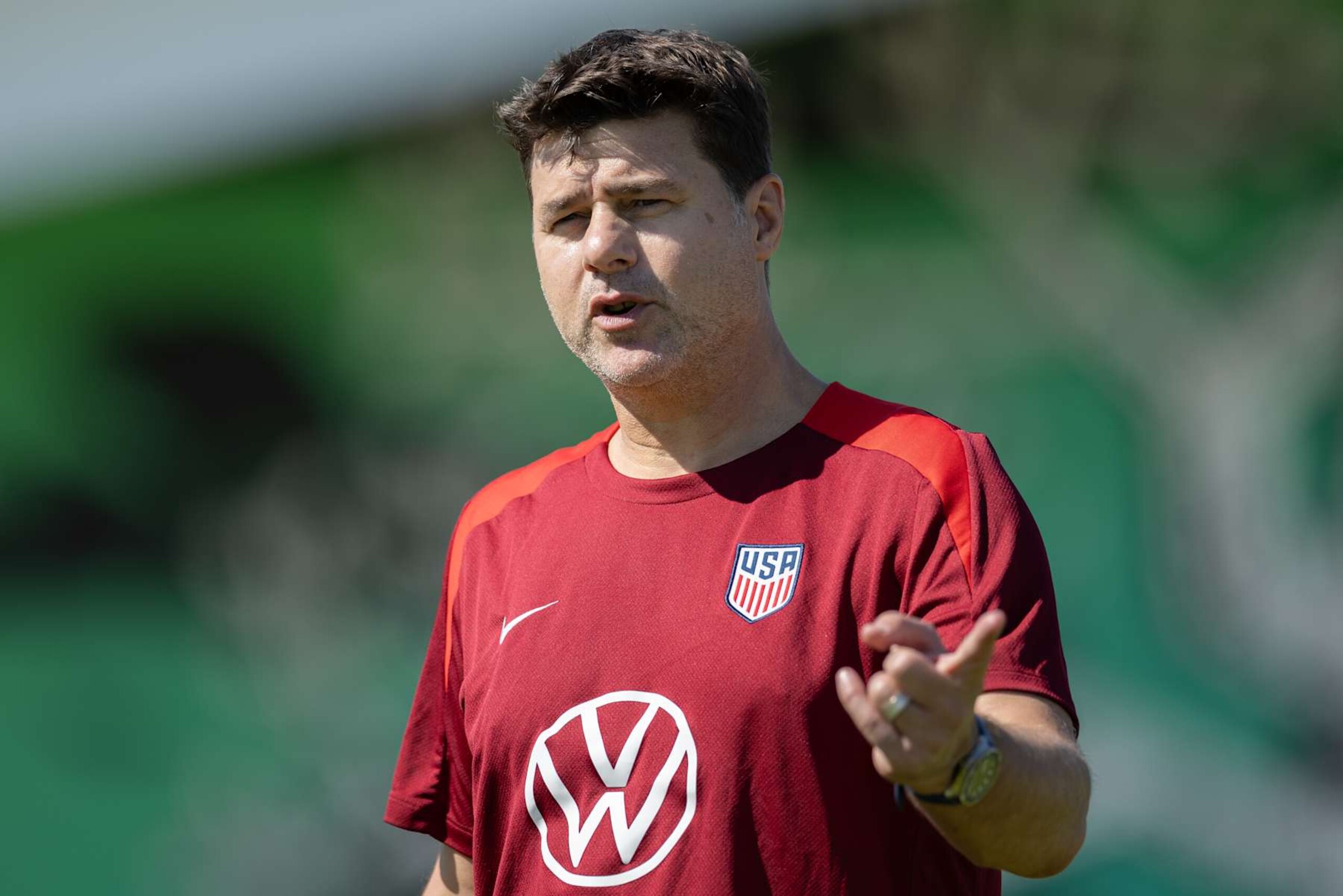 AUSTIN, TX - OCTOBER 9: Head Coach Mauricio Pochettino of the United States during USMNT Training atSt. David's Performance Center on October 9, 2024 in Austin , Texas. (Photo by John Dorton/ISI Photos/USSF/Getty Images for USSF)